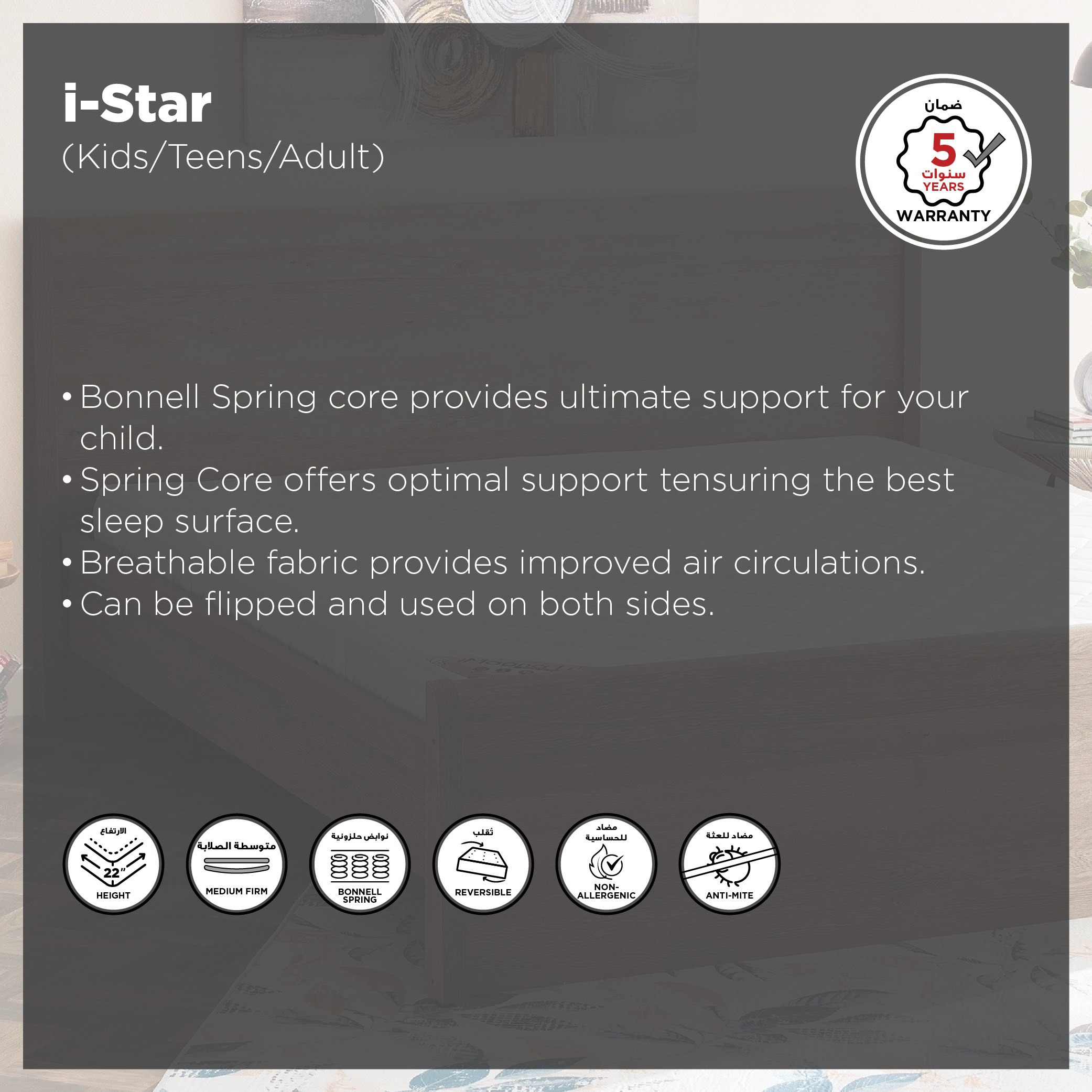 SleepEase iStar Kids Foam Bonnell Spring Single Mattress - 90x200x22 cm-hbxfurniture-bedroom-mattresses-single-image-4