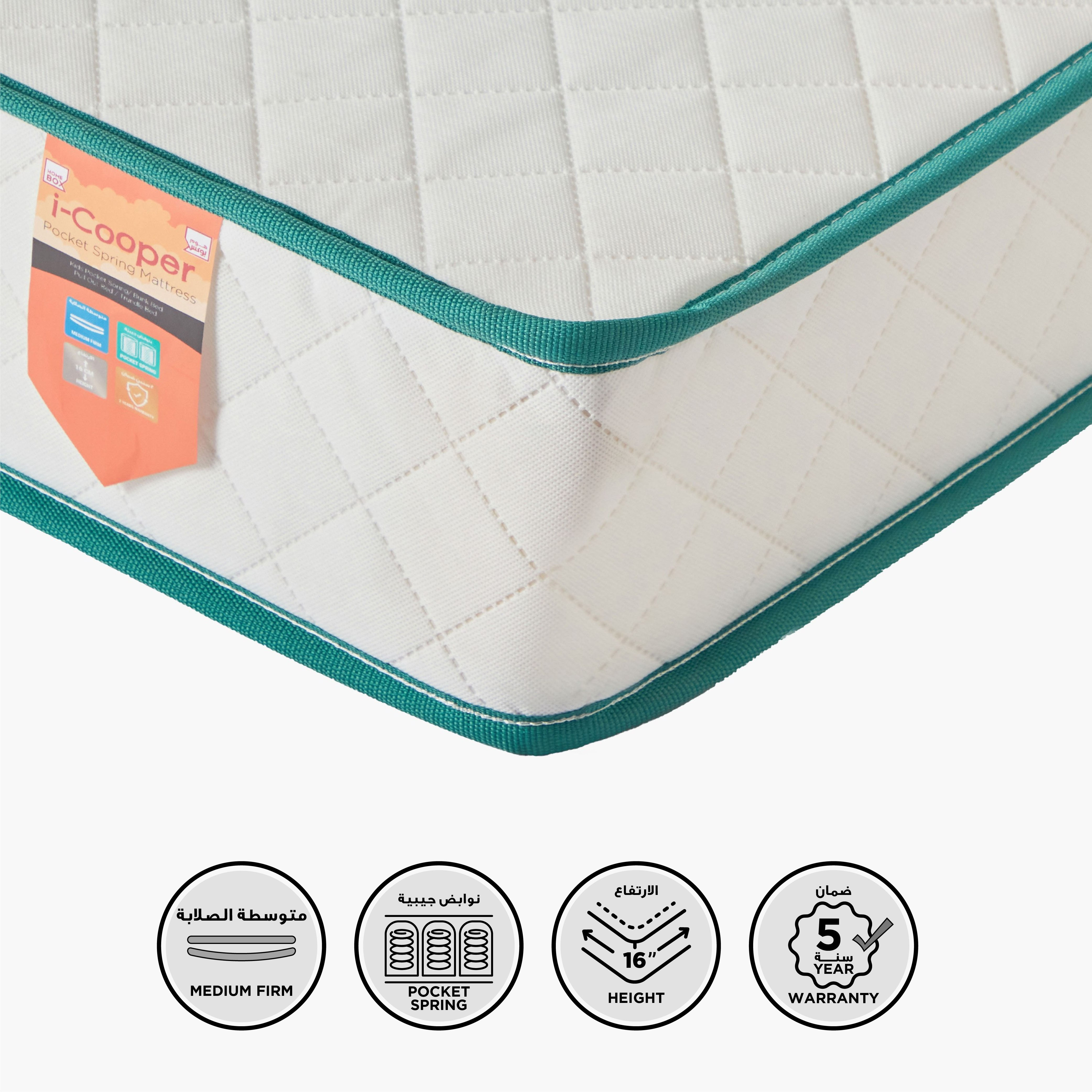 SleepEase iCooper Kids Foam Pocket Spring Single Mattress - 90x190x16 cm-hbxfurniture-bedroom-mattresses-single-image-1
