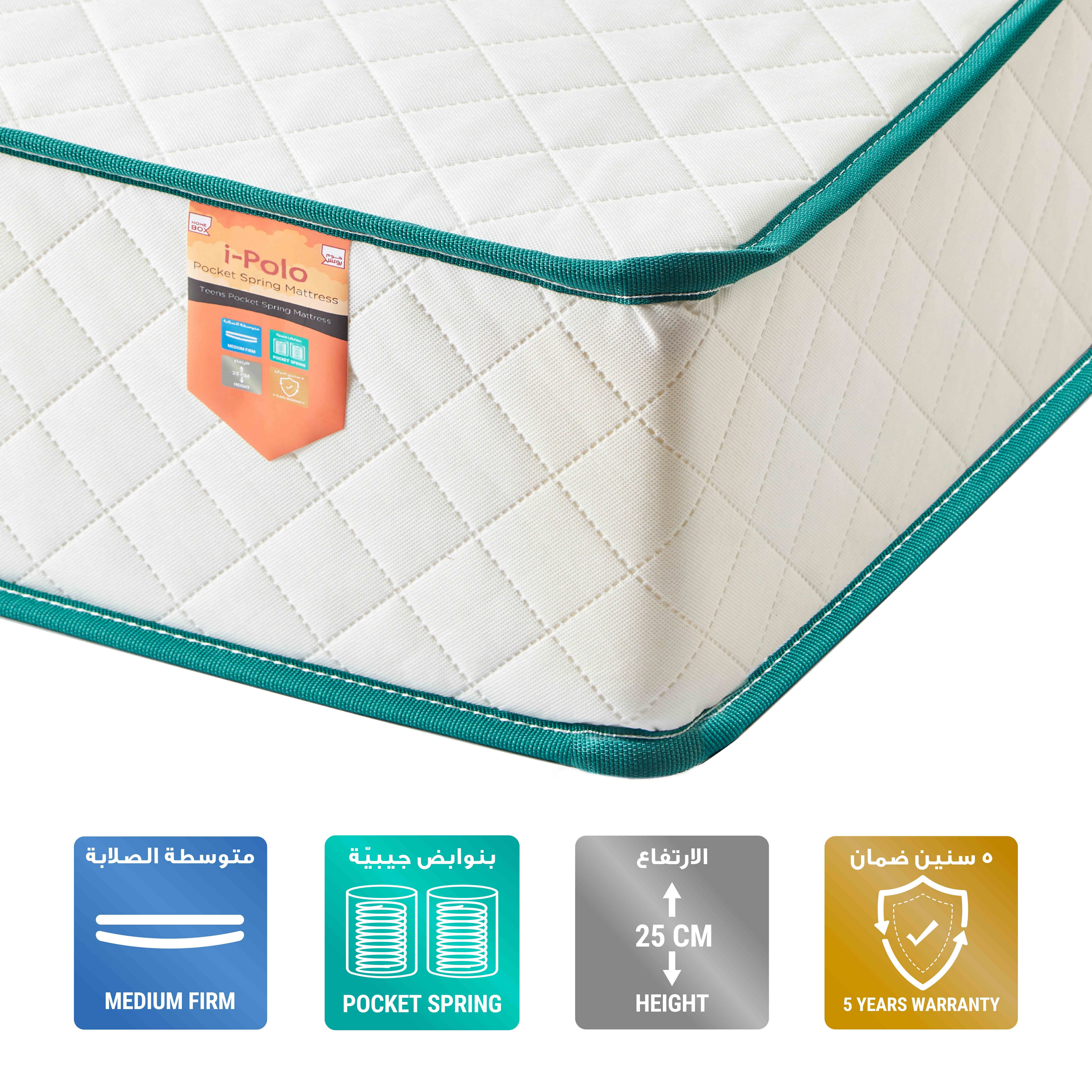 iPolo Pocket Spring Twin Mattress - 120x200x25 cm-hbxfurniture-mattresses-twin-image-1