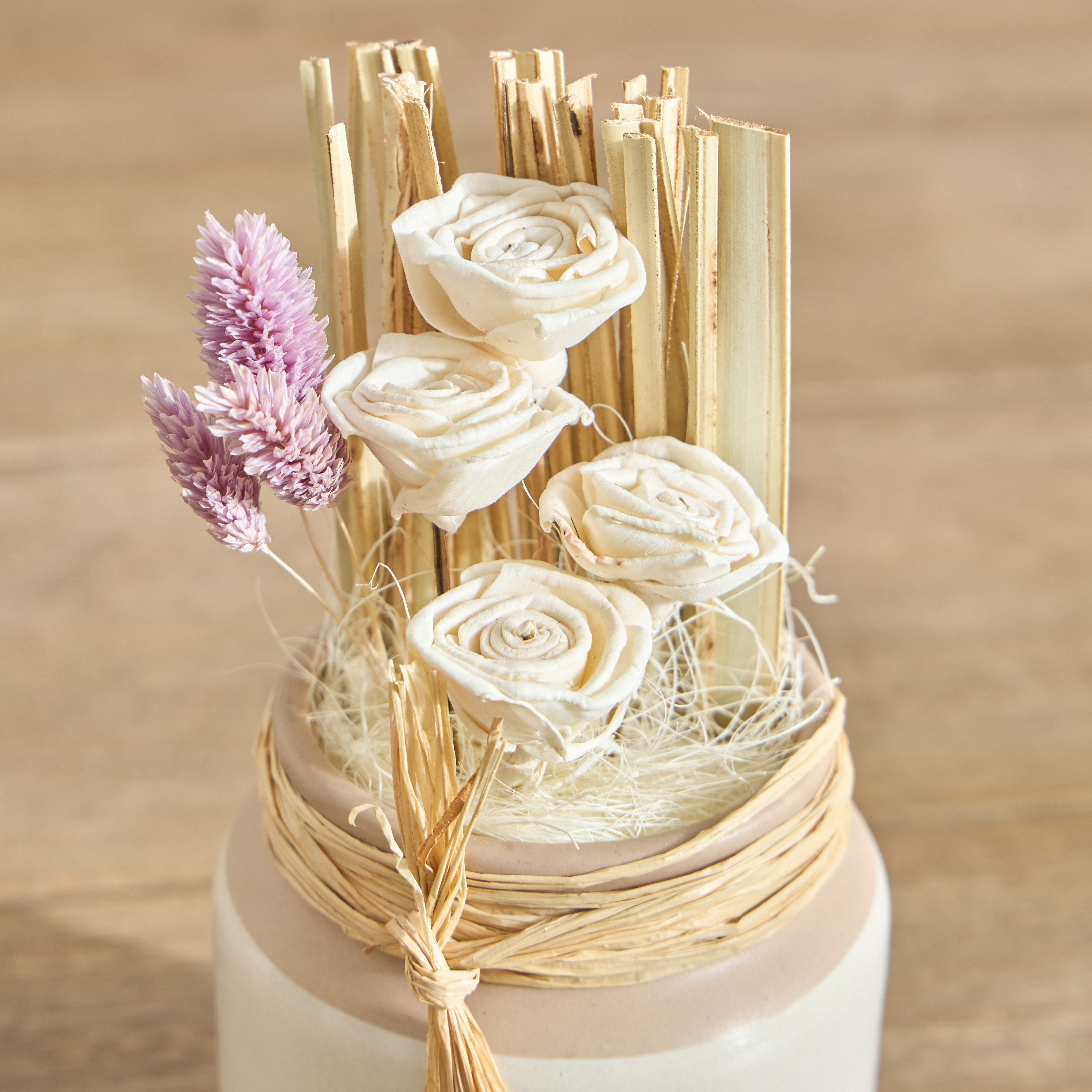 باقة زهور مع وعاء سيراميك من مايلي - 10x10x20 سم-hbxdecorandfurnishings-homeaccessories-artificialflowersandplants-image-2