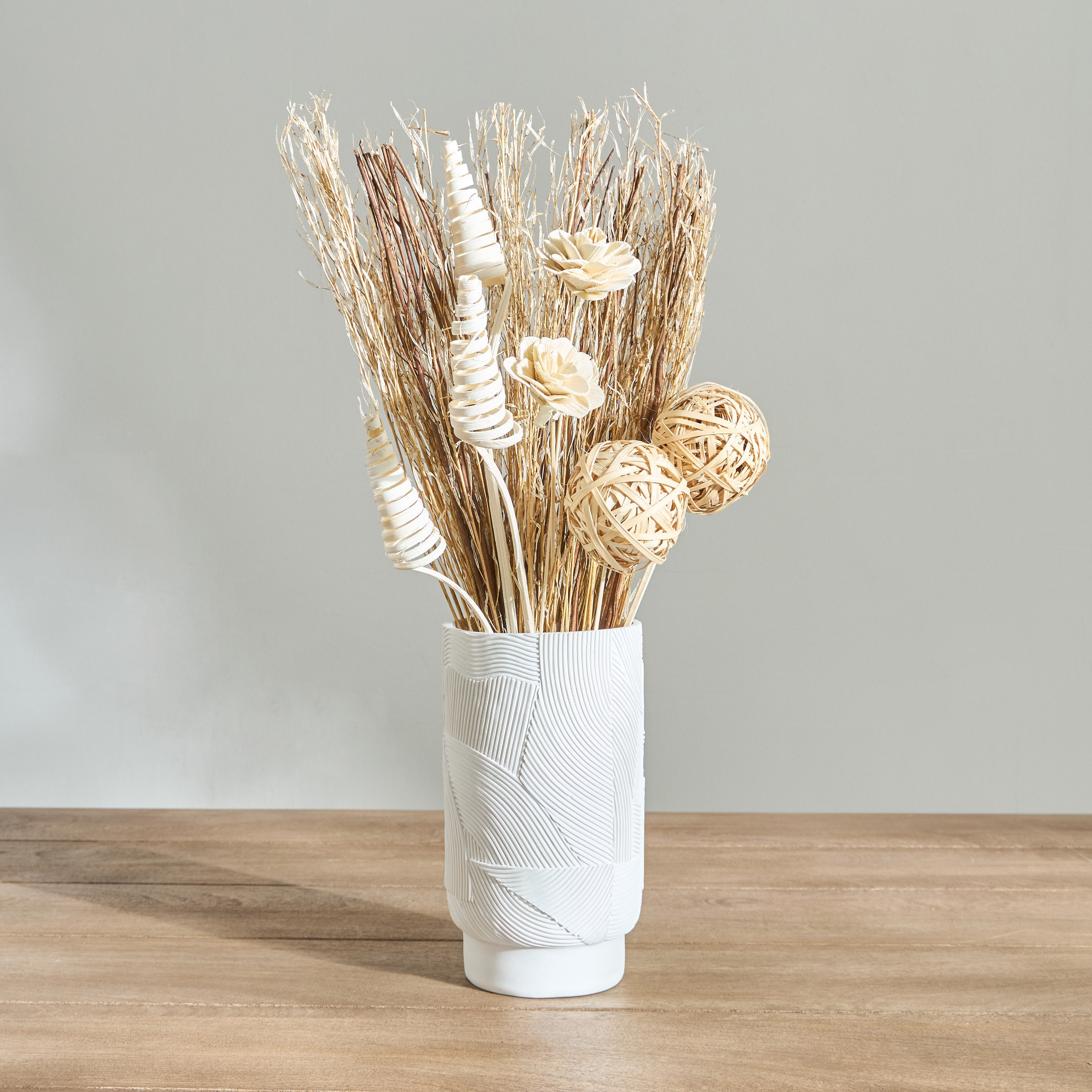 باقة ورد خشبية من مايلي مع كرة قصب - 60 سم-hbxdecorandfurnishings-homeaccessories-artificialflowersandplants-image-1