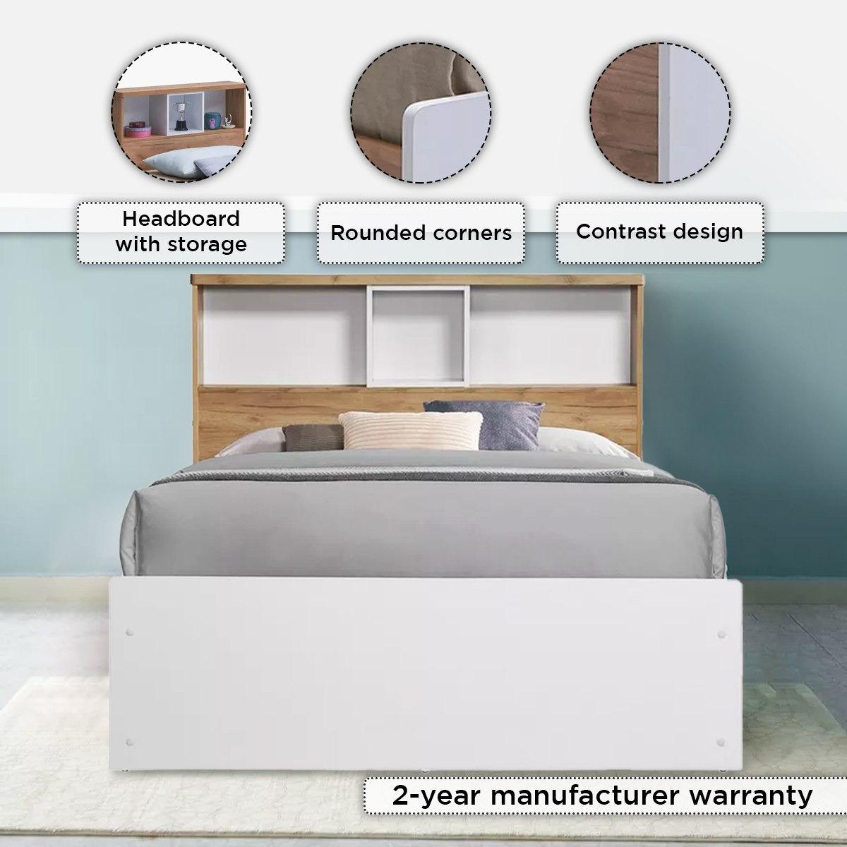 سرير فردي مع لوح رأسي بمساحة  تخزين من جونو - 90x200 سم-hbxfurniture-bedsandbedsets-beds-single-image-4