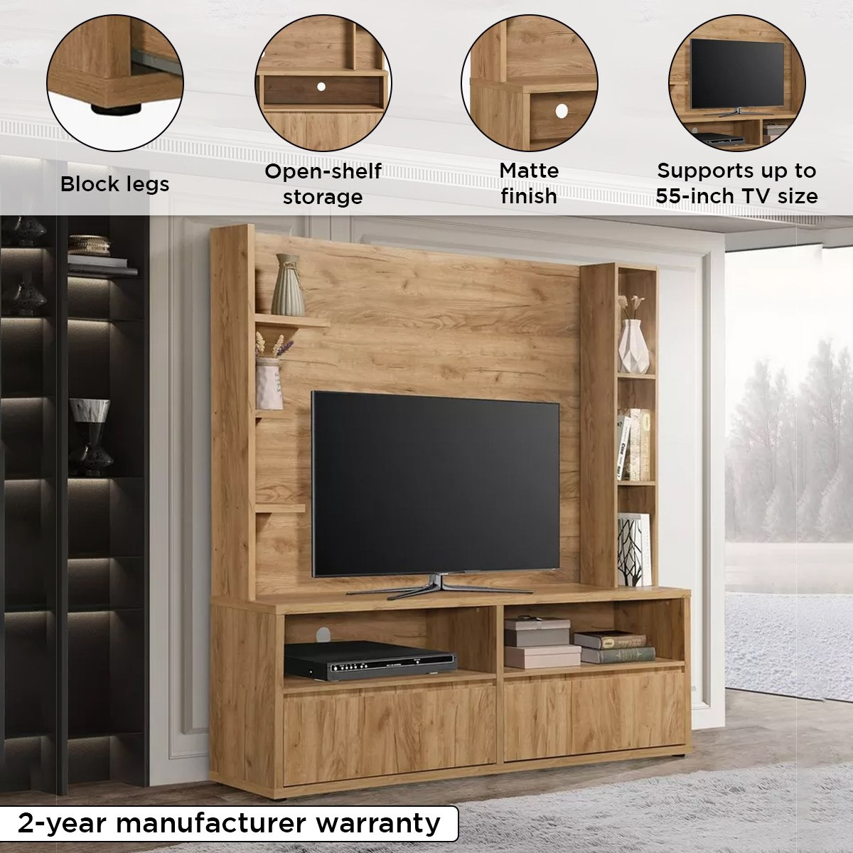 وحدة حائط للتلفزيونات حتى 55 بوصة من فييرا-hbxlivingroom-mediaunitsandstorage-wallunits-image-4