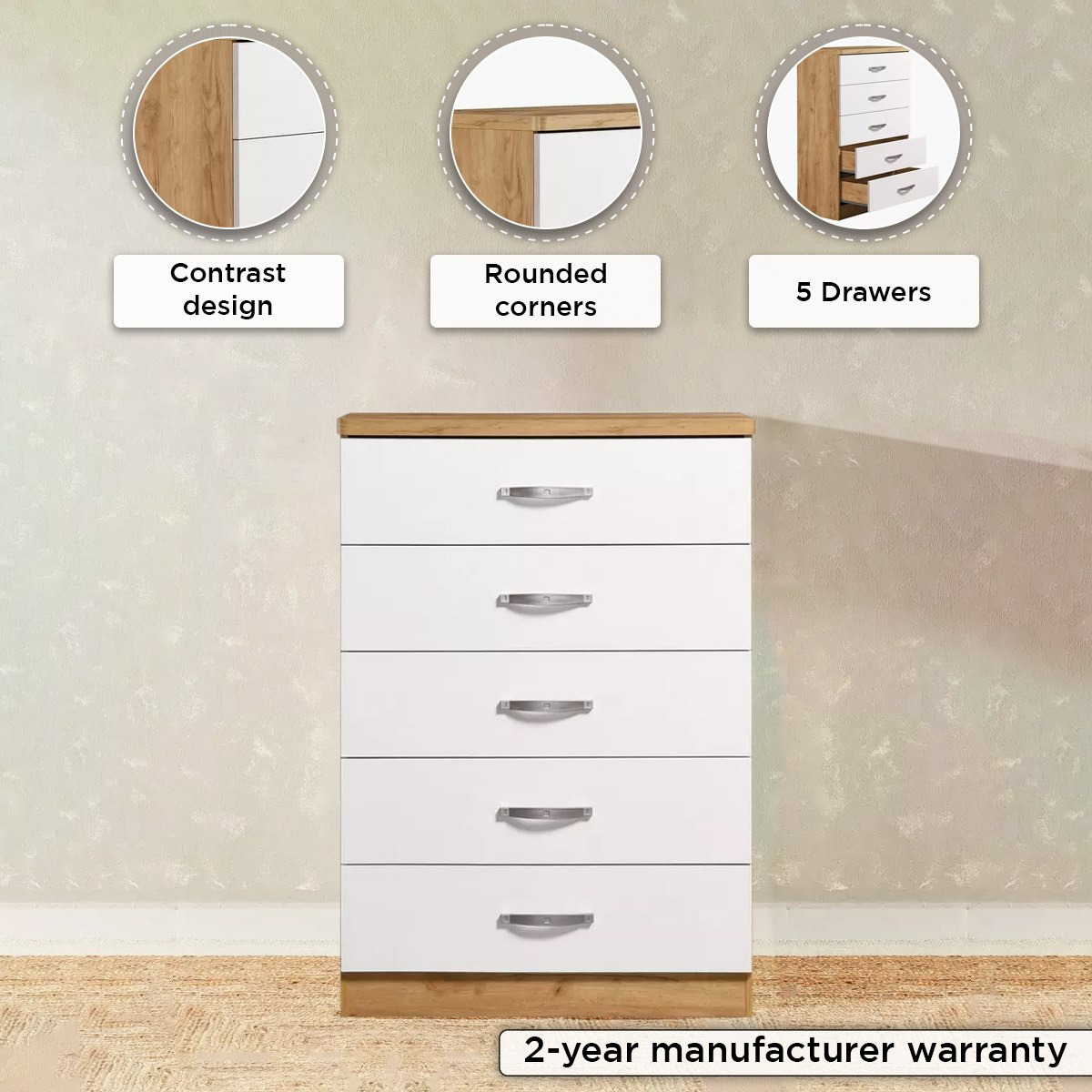 Movo Juno Chest of 5-Drawers-hbxfurniture-dressersandchests-chestofdrawers-image-4