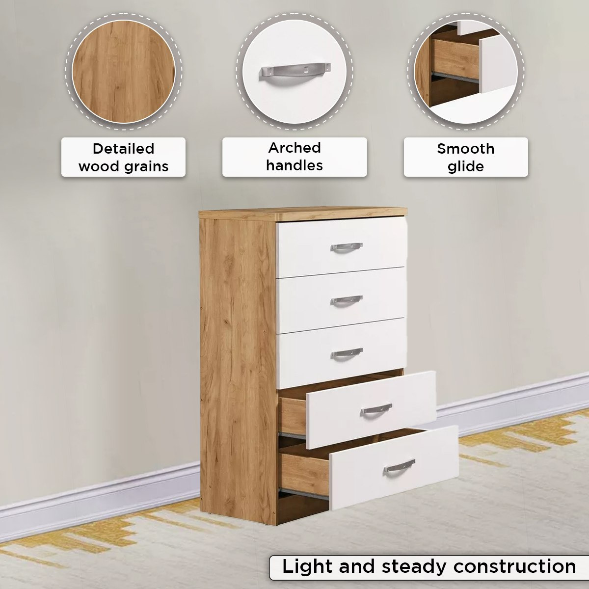 Movo Juno Chest of 5-Drawers-hbxfurniture-dressersandchests-chestofdrawers-image-5