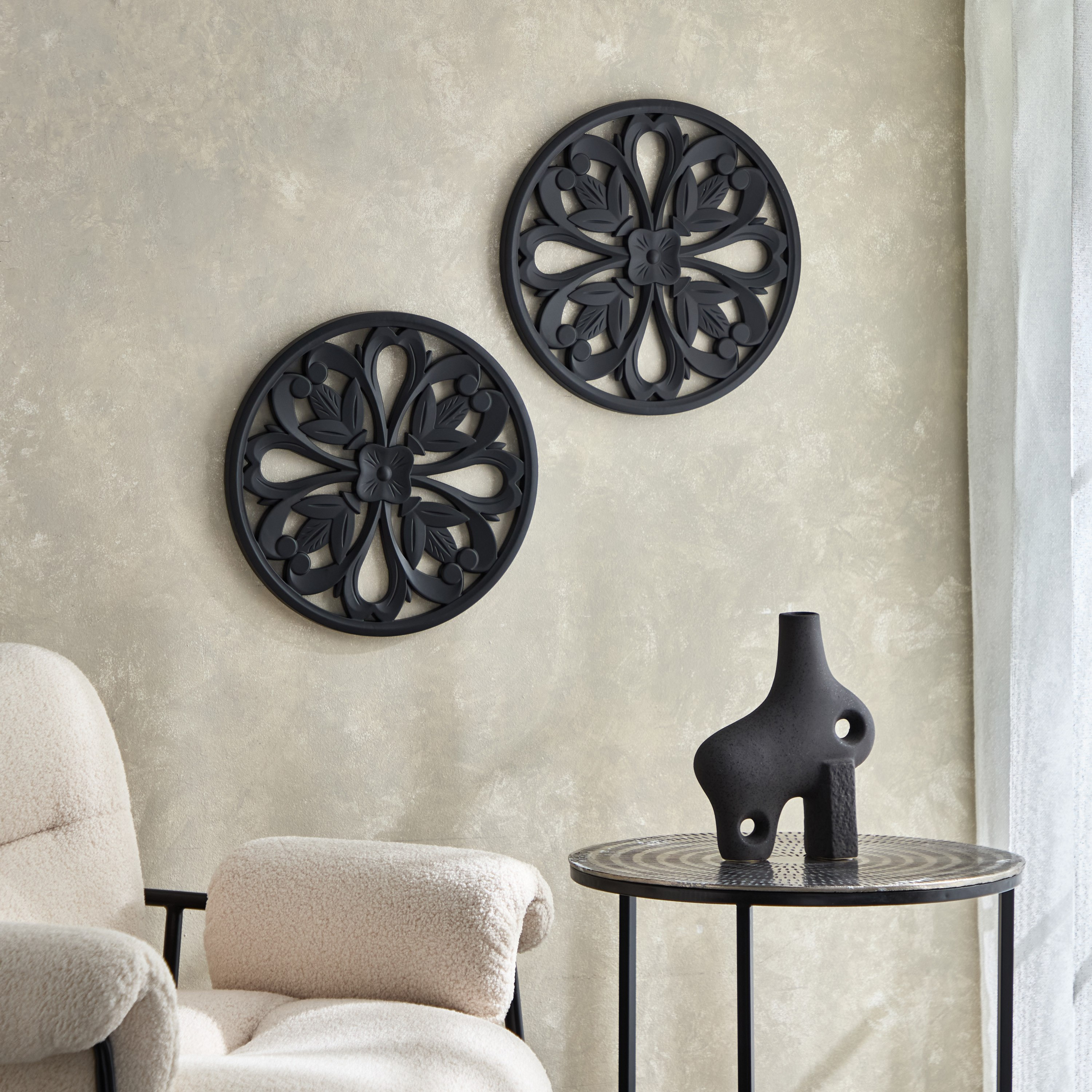 طقم ألواح حائط مستديرة من قطعتين من أنجيلوس - 40x40 سم-hbxdiningroom-walldecor-wallart-image-4