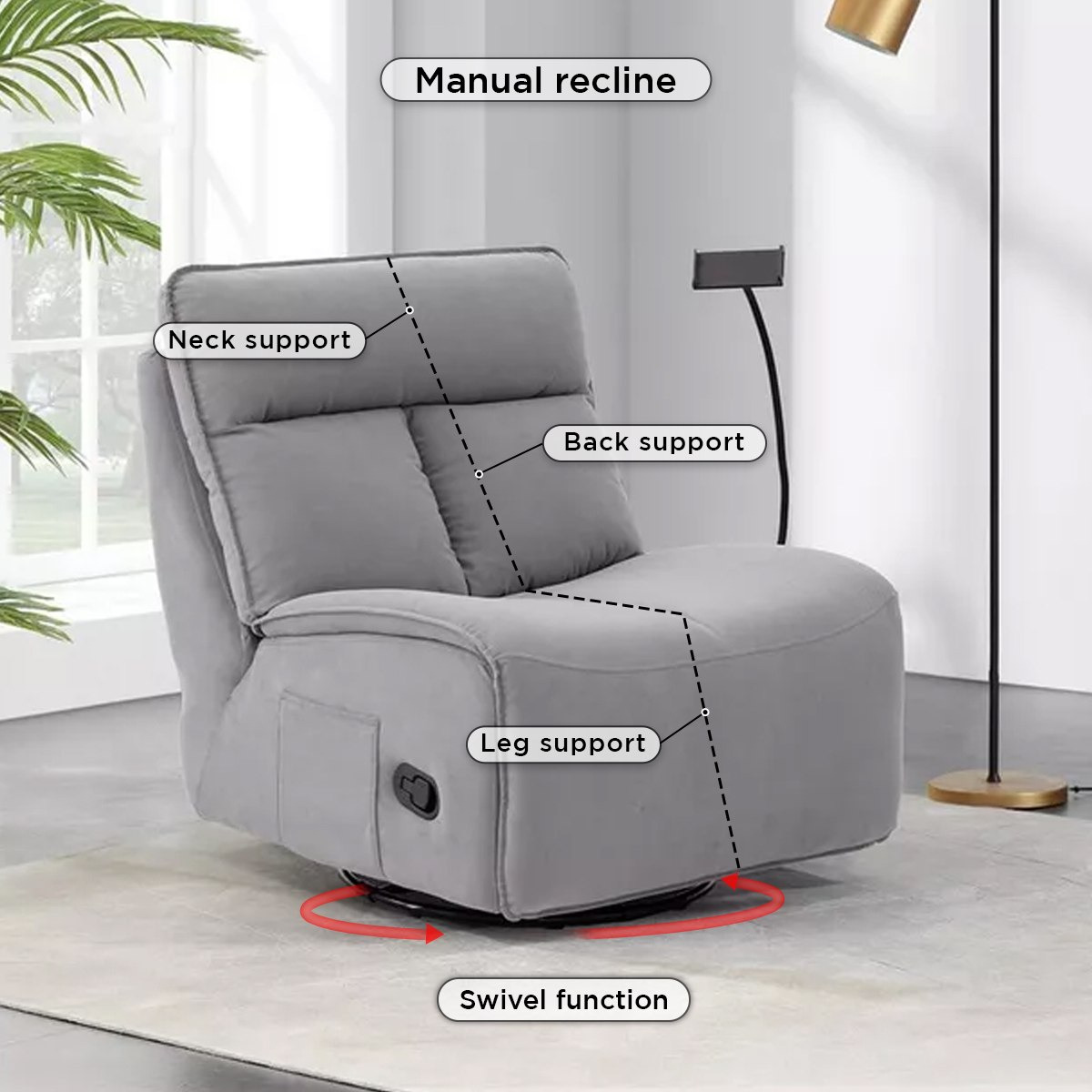 كرسي استرخاء للألعاب دوّار وهزّاز قابل للضبط بمساند ذراعين وحامل من دودو-hbxfurniture-sofasandarmchairs-reclinersofas-image-6