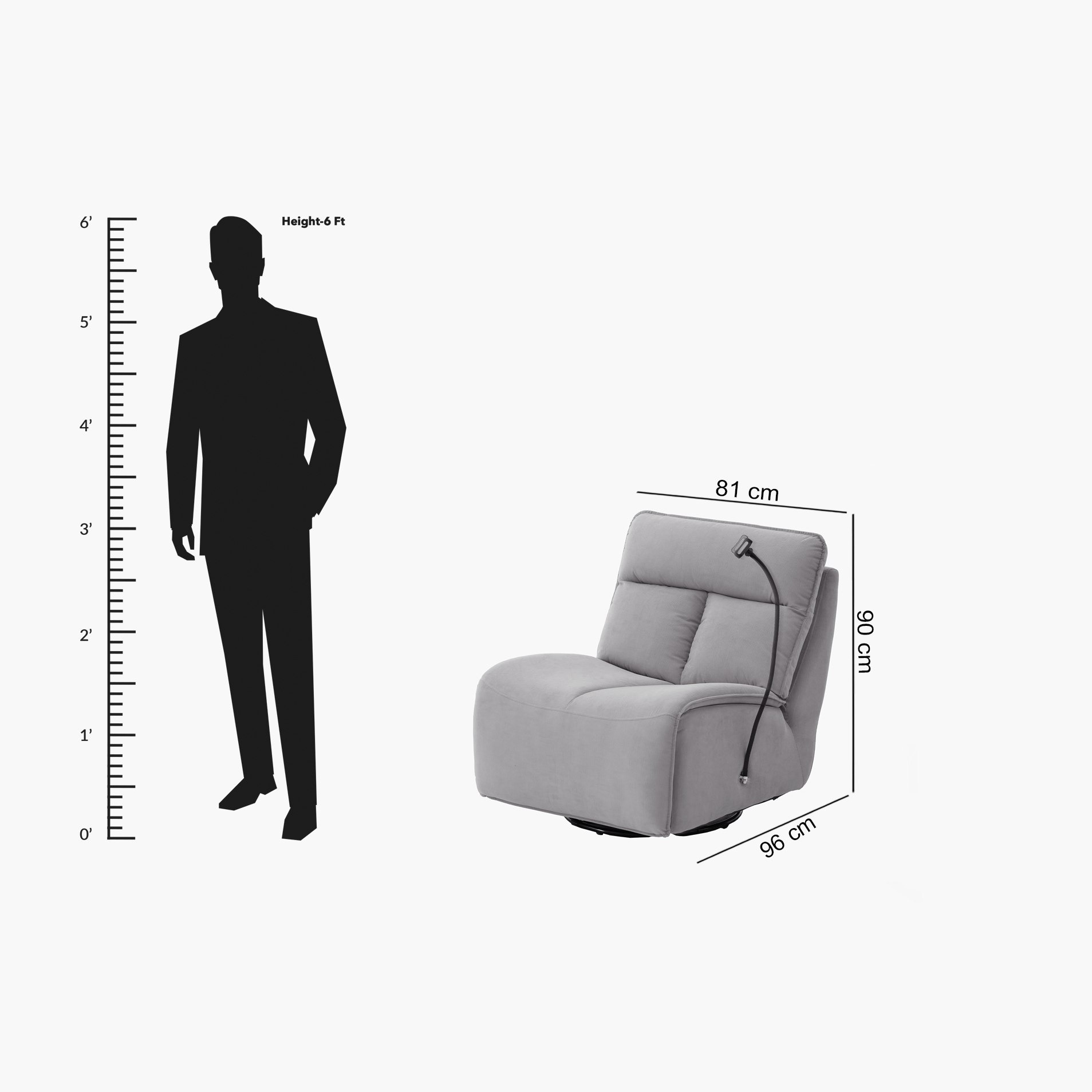 كرسي استرخاء للألعاب دوّار وهزّاز قابل للضبط بمساند ذراعين وحامل من دودو-hbxfurniture-sofasandarmchairs-reclinersofas-image-11