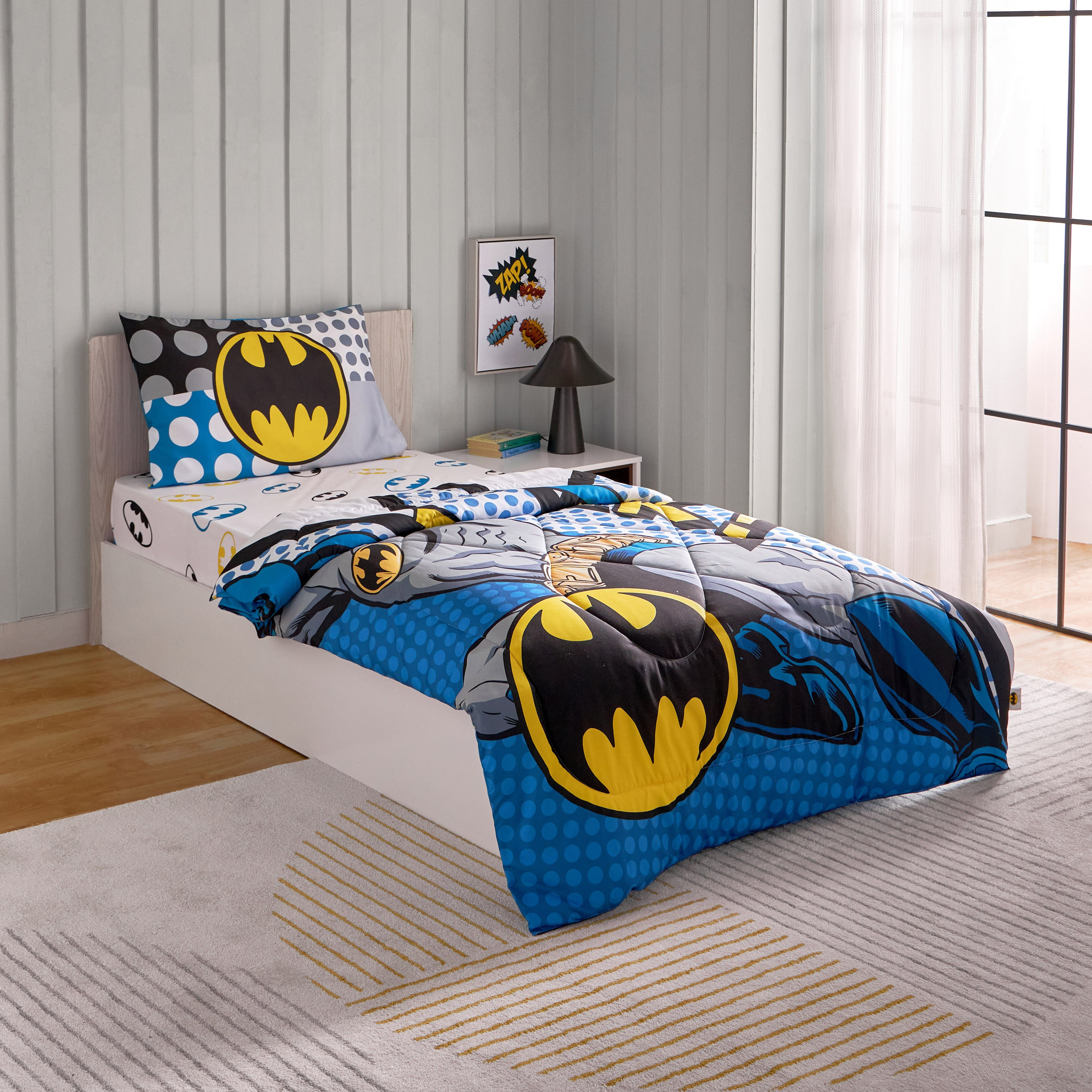 Batman 2-Piece Single Comforter Set - 135x220 cm-hbxhomeware-hbxkidsandyouth-image-1