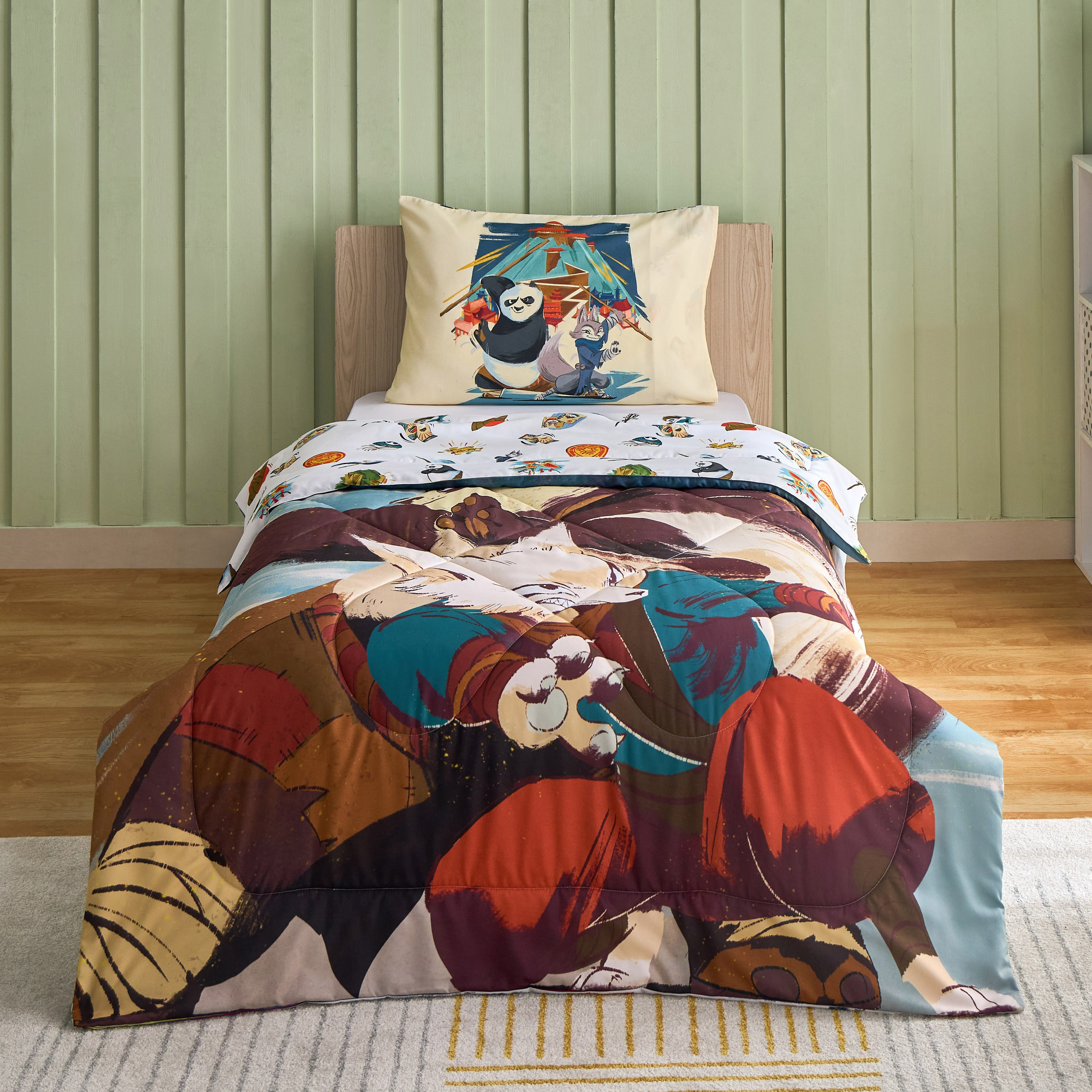 طقم لحاف فردي قطعتين كونغ فو باندا- 135x220 سم-hbxhomeware-hbxkidsandyouth-image-2