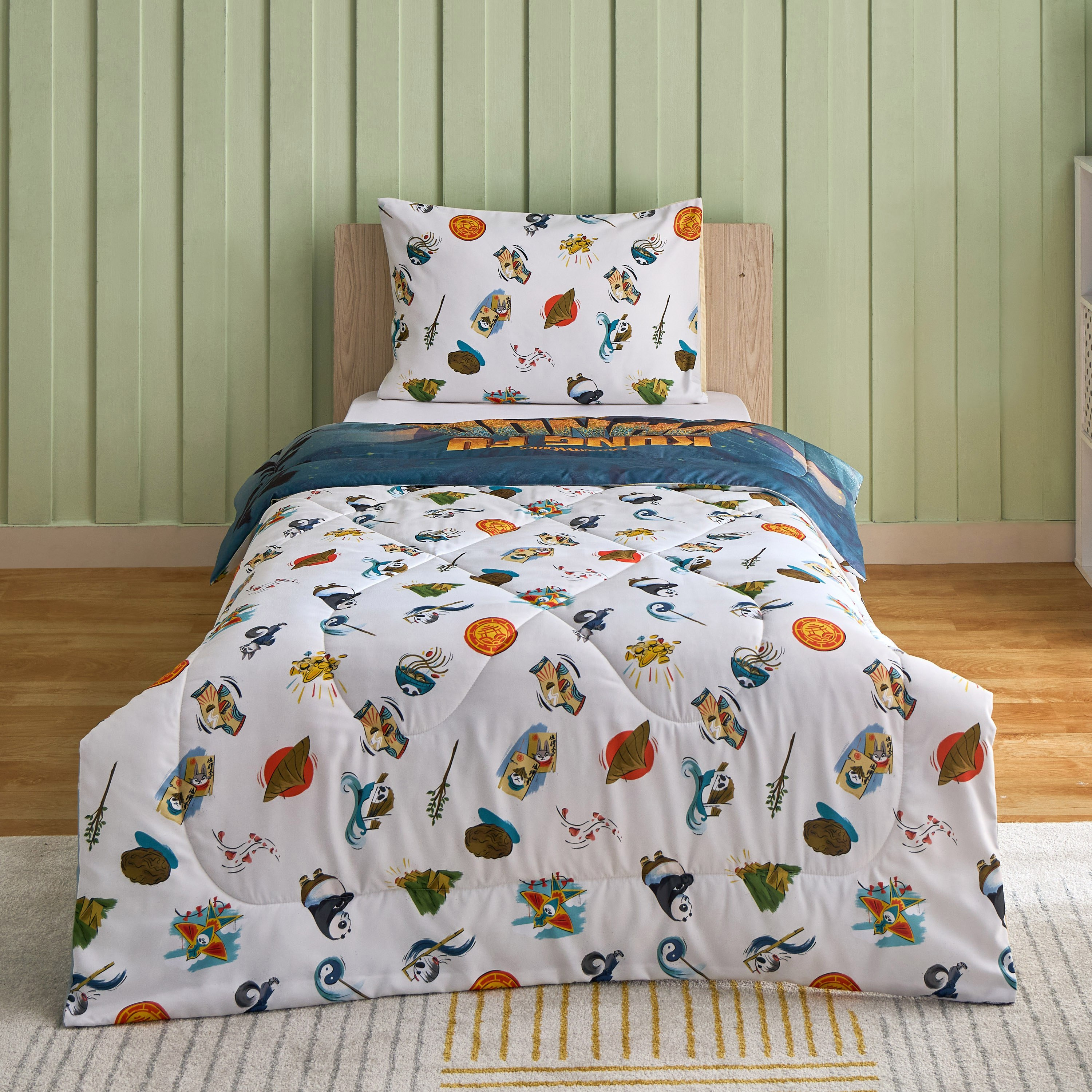 طقم لحاف فردي قطعتين كونغ فو باندا- 135x220 سم-hbxhomeware-hbxkidsandyouth-image-3