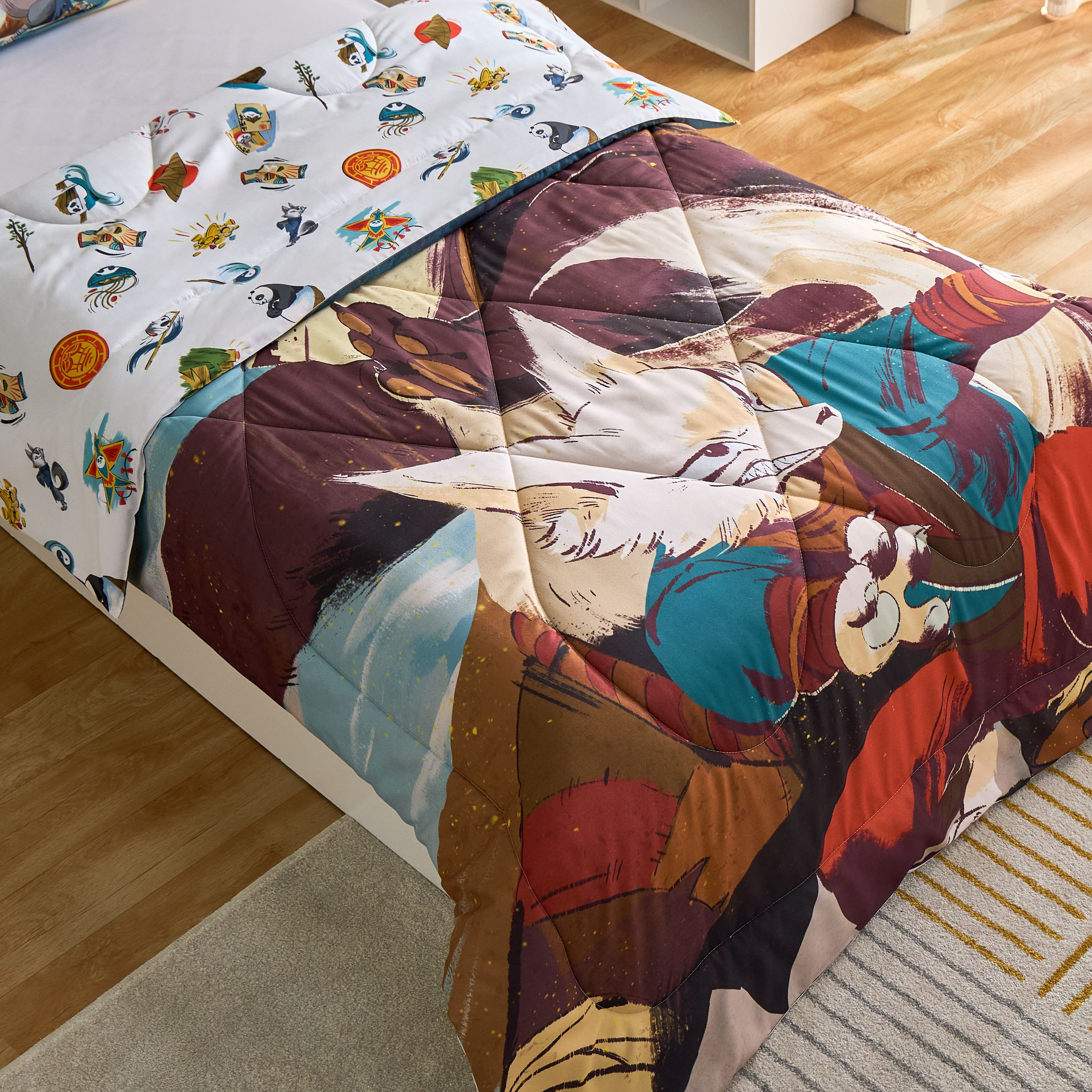 طقم لحاف فردي قطعتين كونغ فو باندا- 135x220 سم-hbxhomeware-hbxkidsandyouth-image-5