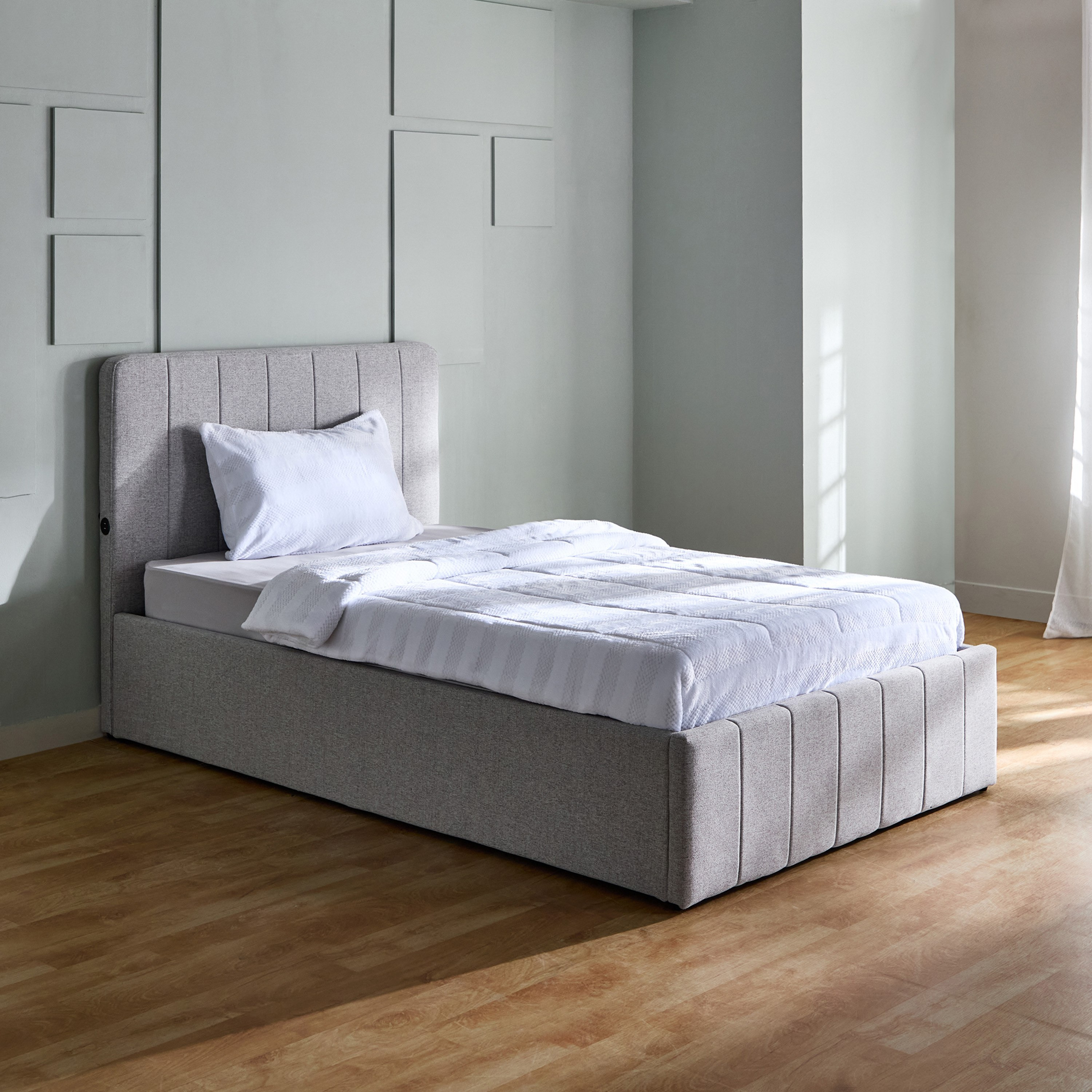 سرير توين بمساحة تخزين هيدروليكية ذكية من باتار ليون - 120x200 سم-hbxbedroom-bedsandbedsets-upholsteredbeds-twin-image-1
