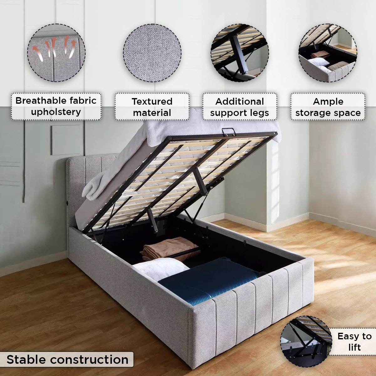 سرير توين بمساحة تخزين هيدروليكية ذكية من باتار ليون - 120x200 سم-hbxbedroom-bedsandbedsets-upholsteredbeds-twin-image-5