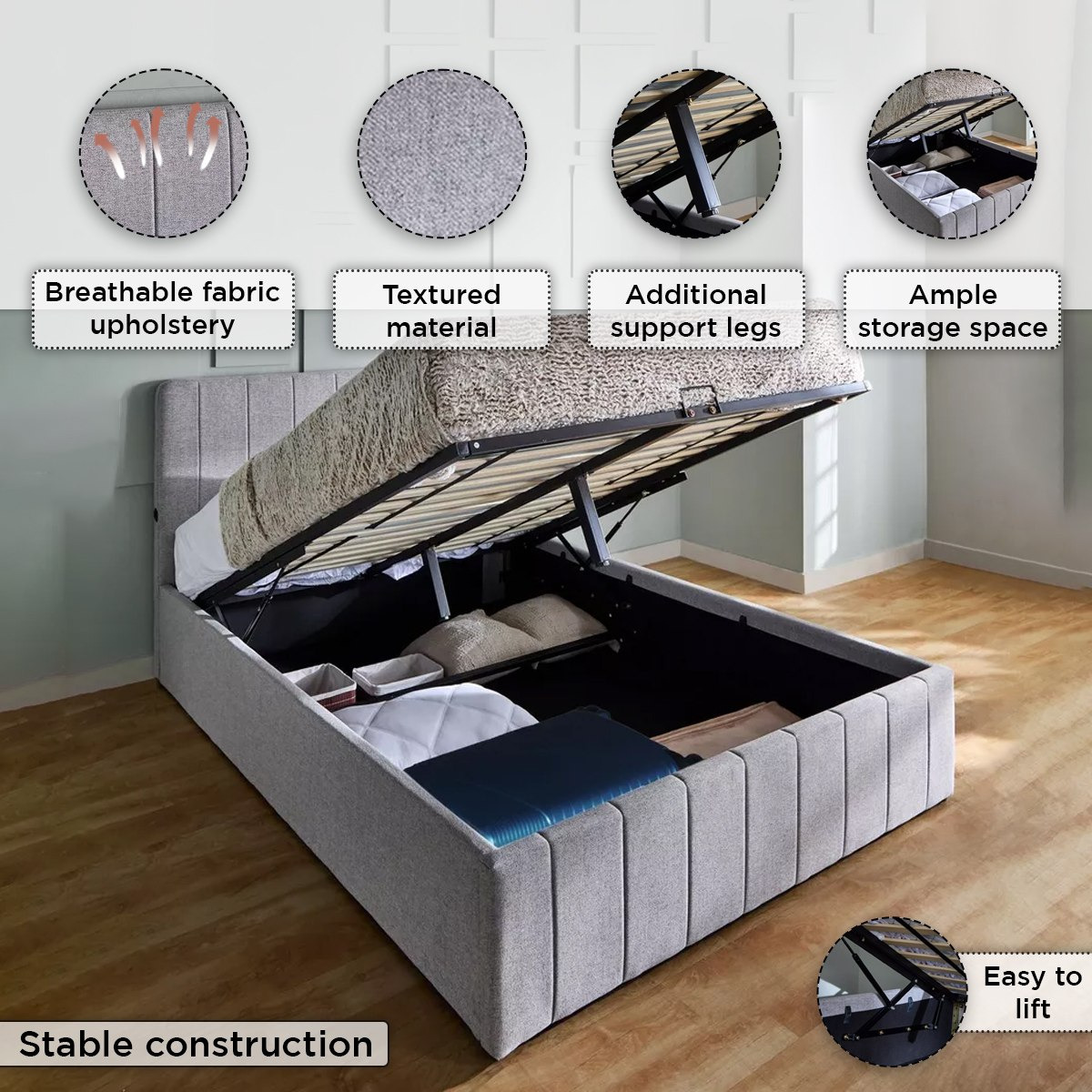 سرير كوين بمساحة تخزين هيدروليكية ذكية من باتار ليون - 150x200 سم-hbxbedroom-bedsandbedsets-beds-queen-image-5