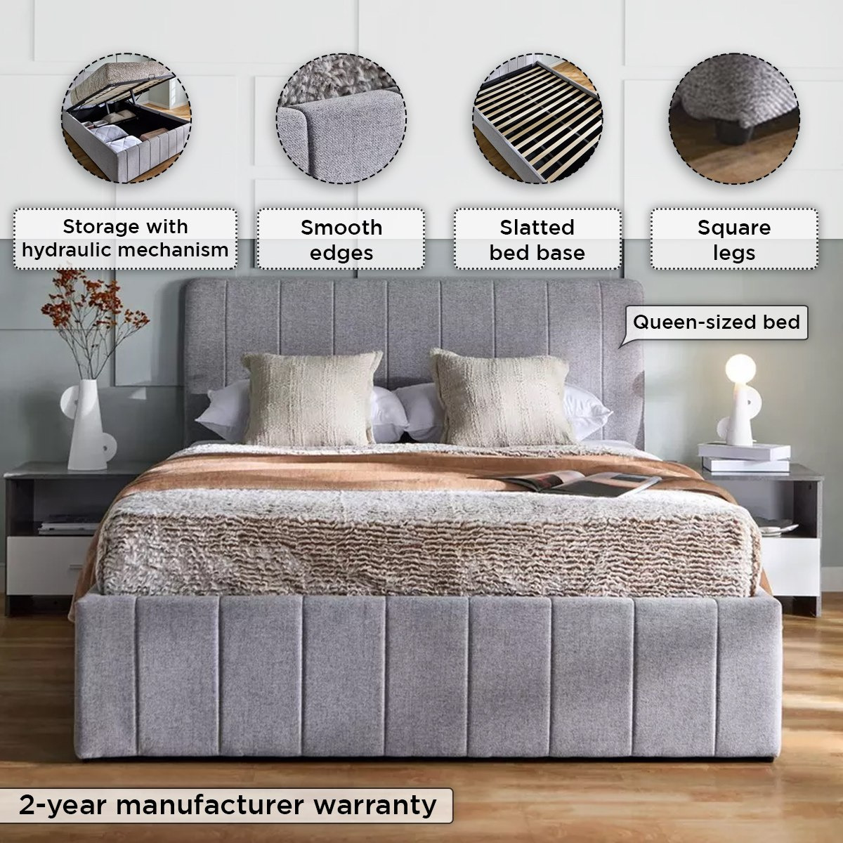 سرير كوين بمساحة تخزين هيدروليكية ذكية من باتار ليون - 150x200 سم-hbxbedroom-bedsandbedsets-beds-queen-image-6