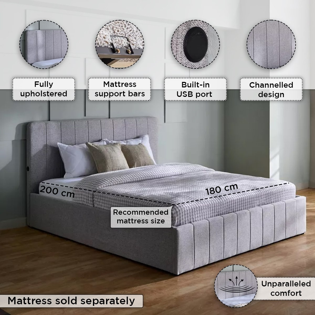 سرير كينج بمساحة تخزين هيدروليكية ذكية من باتار ليون - 180x200 سم-hbxfurniture-bedsandbedsets-beds-king-image-4