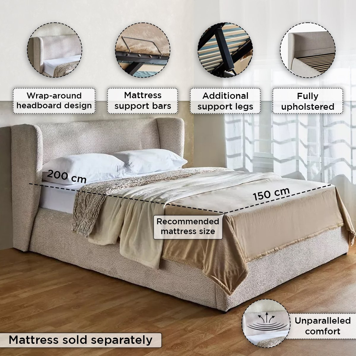 سرير كوين منجد بمساحة تخزين هيدروليكية من بيرل - 150x200 سم-hbxbedroom-bedsandbedsets-beds-queen-image-4