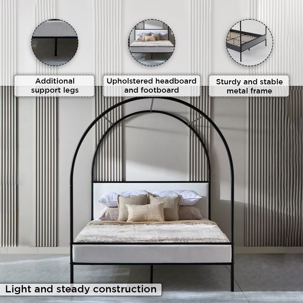 سرير كوين منجد معدن بمظلة آبي من مارويل- 160x200 سم-hbxbedroom-bedsandbedsets-beds-queen-image-5