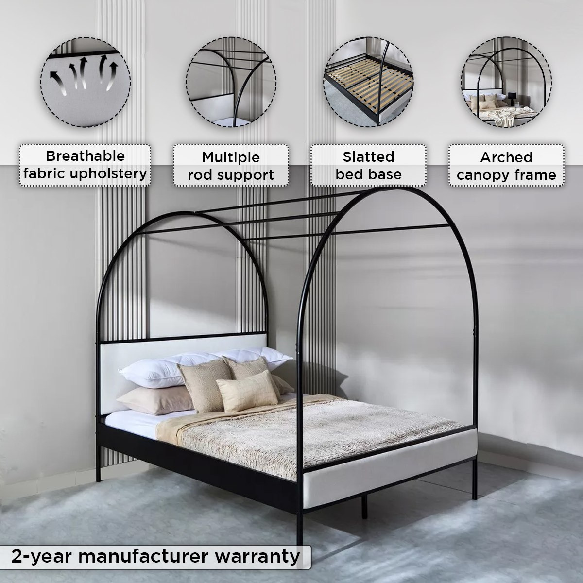 سرير كوين منجد معدن بمظلة آبي من مارويل- 160x200 سم-hbxbedroom-bedsandbedsets-beds-queen-image-6