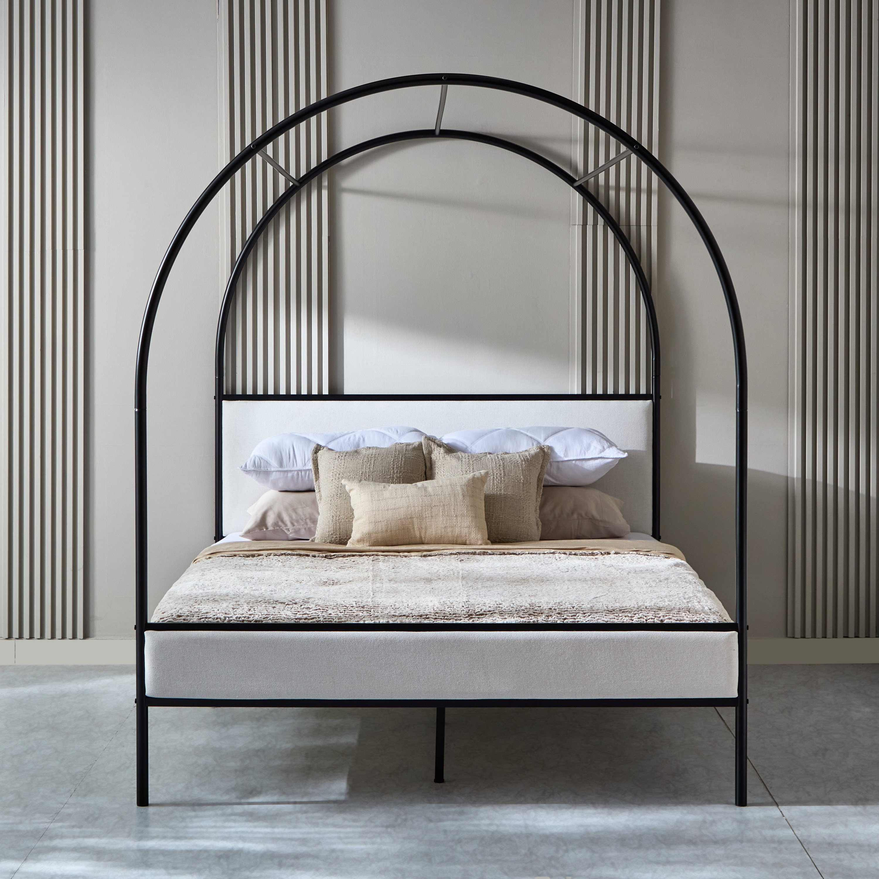 سرير كوين منجد معدن بمظلة آبي من مارويل- 160x200 سم-hbxbedroom-bedsandbedsets-beds-queen-image-2