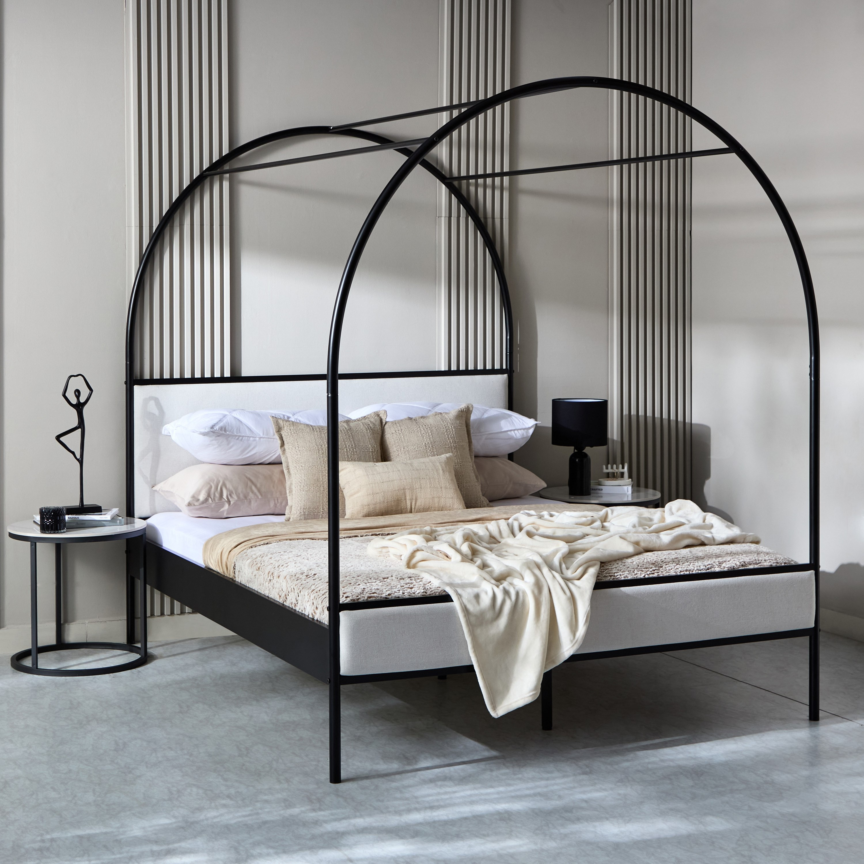 سرير كوين منجد معدن بمظلة آبي من مارويل- 160x200 سم-hbxbedroom-bedsandbedsets-beds-queen-image-10