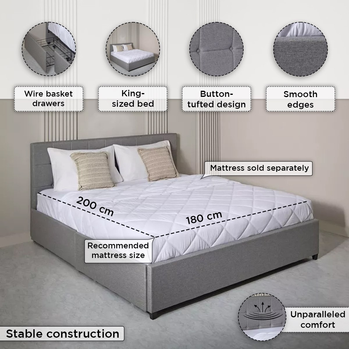 سرير كينج منجّد بدرجي تخزين أماميين - أوكلاند دانكن من موڤو - 180×200 سم-hbxfurniture-bedsandbedsets-beds-king-image-4