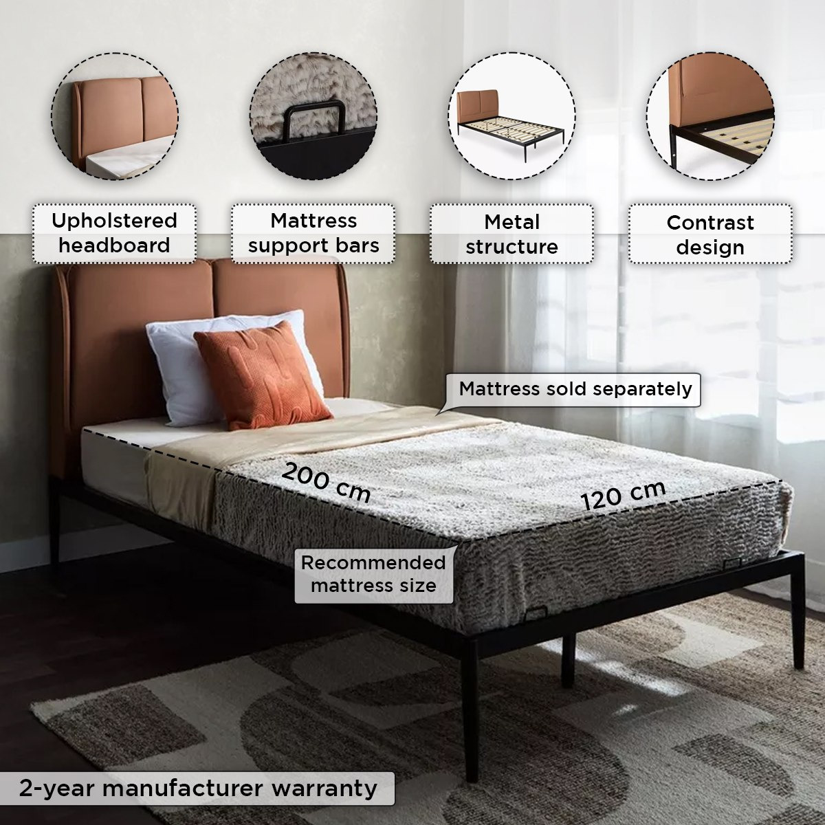 سرير توين معدني منجّد - أوربان نابير من موڤو - 120×200 سم-hbxbedroom-bedsandbedsets-beds-twin-image-4