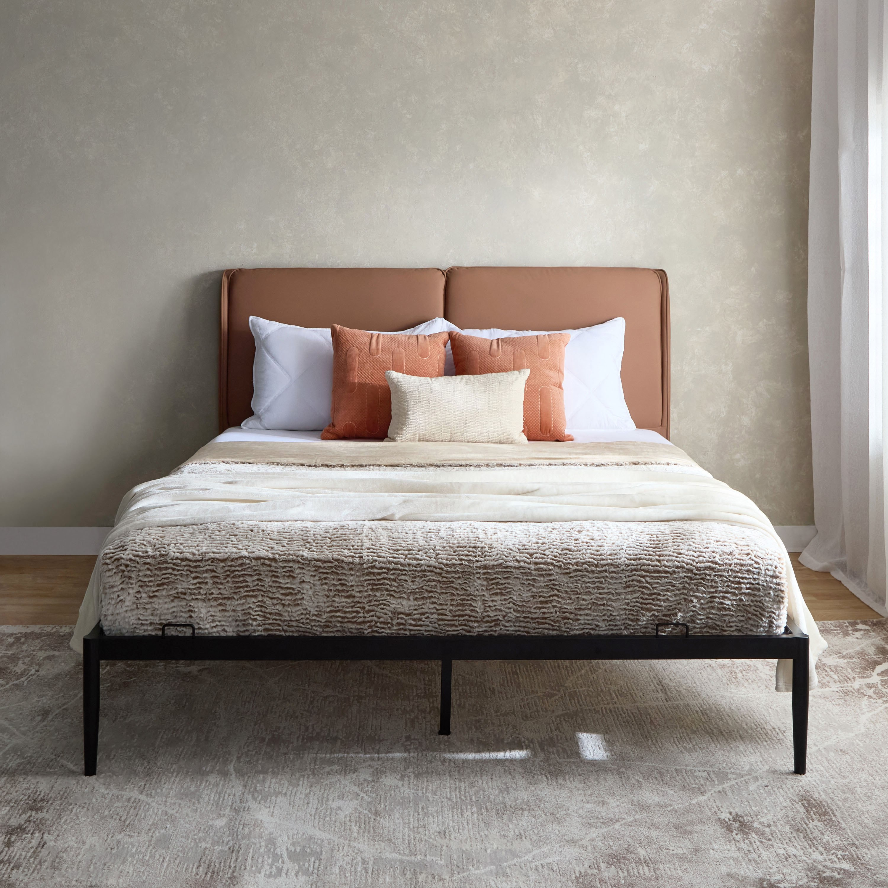 Movo Urban Napier Upholstered Metal Queen Bed - 160x200 cm-hbxbedroom-bedsandbedsets-beds-queen-image-2