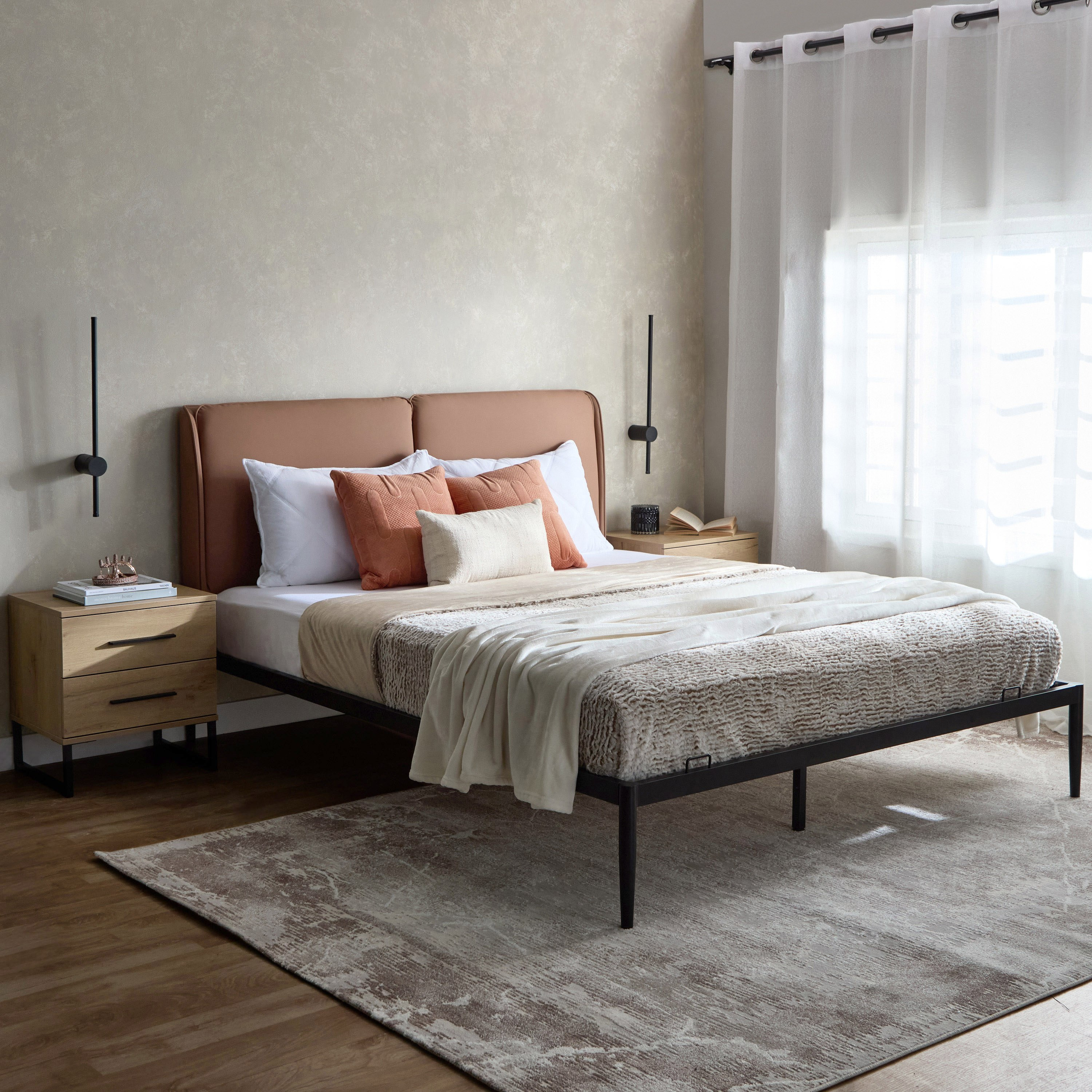 Movo Urban Napier Upholstered Metal Queen Bed - 160x200 cm-hbxbedroom-bedsandbedsets-beds-queen-image-8