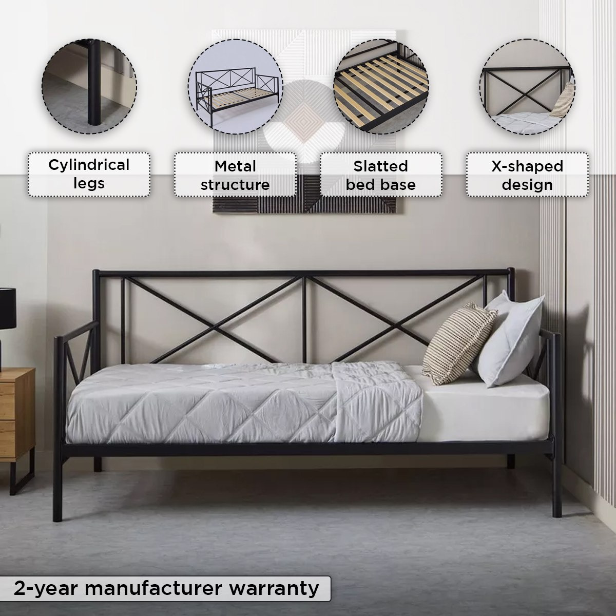 York Single Day Bed - 90x200 cm-hbxfurniture-bedsandbedsets-daybeds-image-5