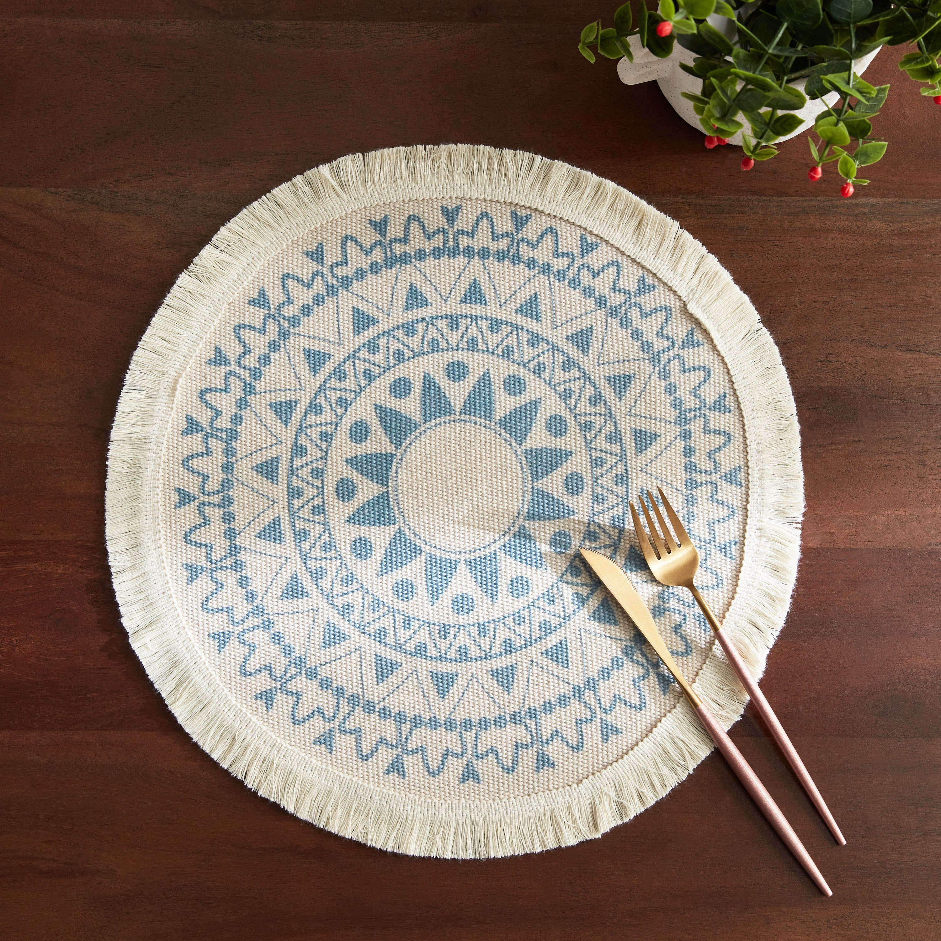 Garga Printed Polyester and Cotton Placemat - 38 cm-hbxdecorandfurnishings-homefurnishings-tablelinens-image-1