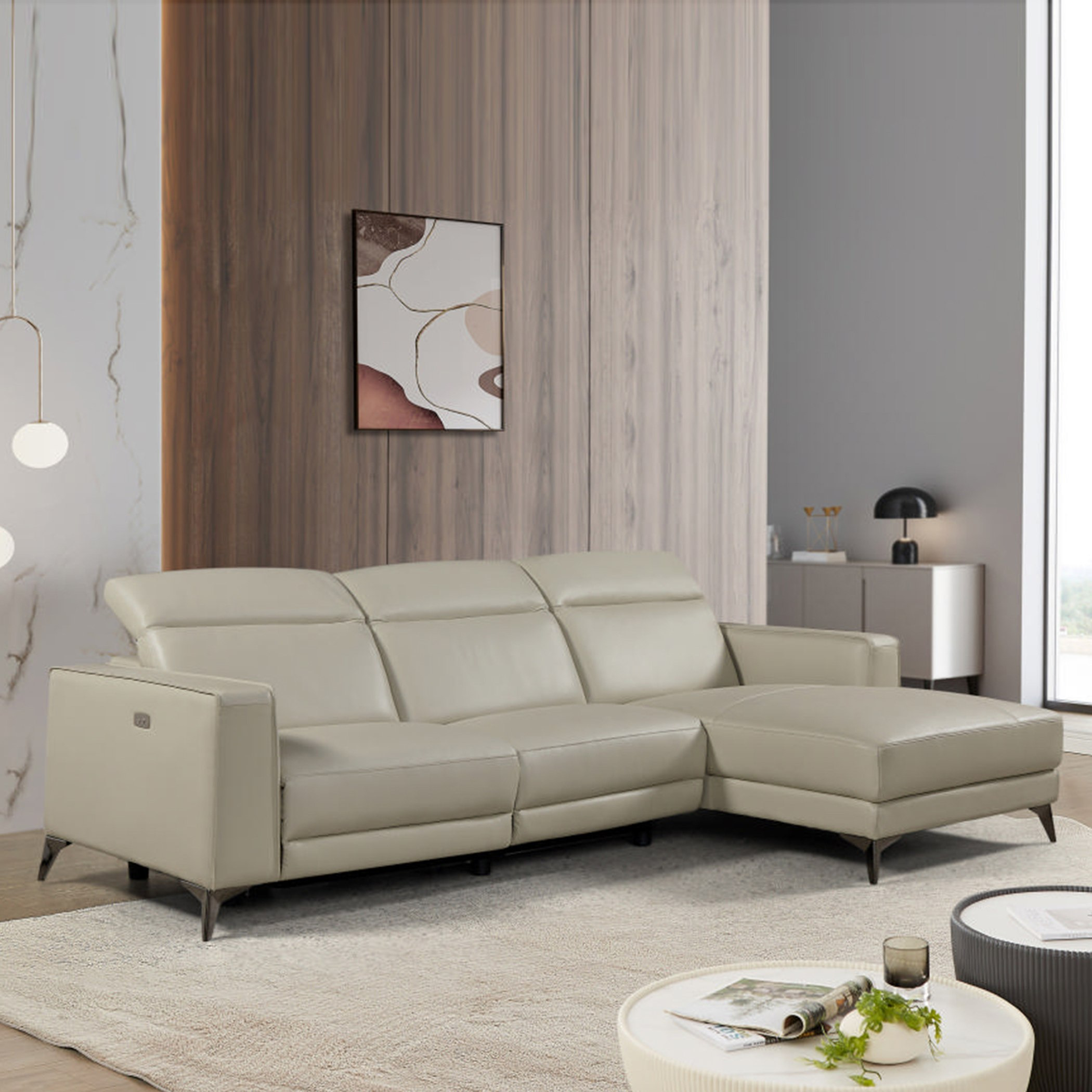 Tagus 4-Seater Half Leather Right Corner Sofa with 1 Power Recliner Seat-hbxlivingroom-sofasandarmchairs-cornersofas-image-1