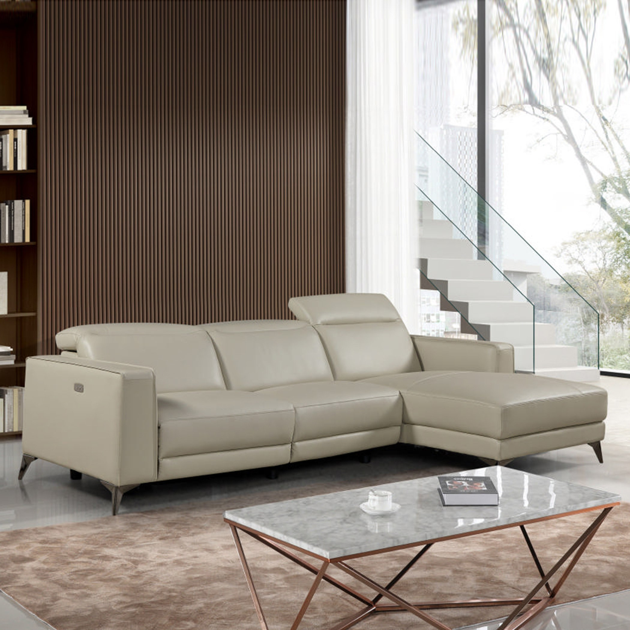 Tagus 4-Seater Half Leather Right Corner Sofa with 1 Power Recliner Seat-hbxlivingroom-sofasandarmchairs-cornersofas-image-2