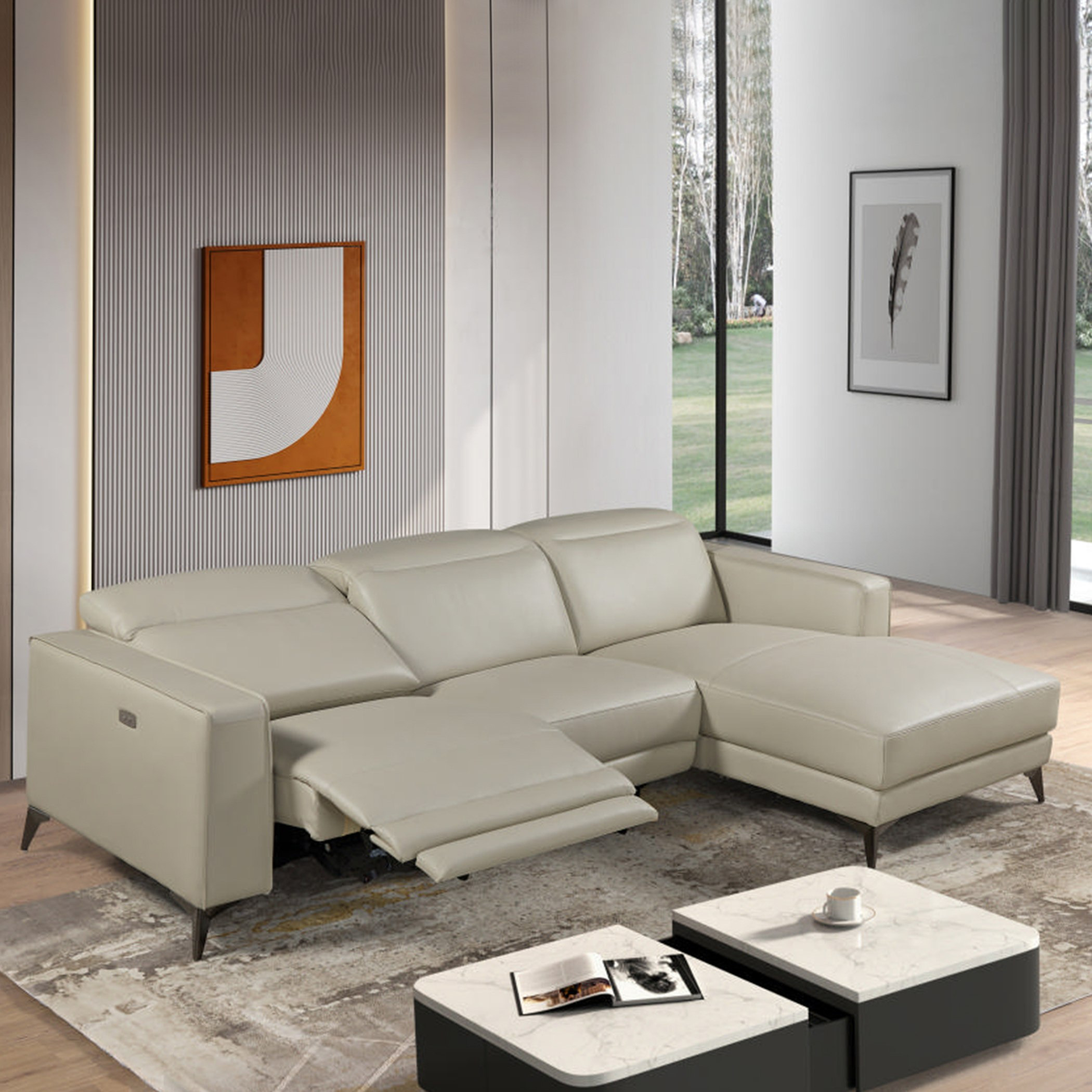 Tagus 4-Seater Half Leather Right Corner Sofa with 1 Power Recliner Seat-hbxlivingroom-sofasandarmchairs-cornersofas-image-3