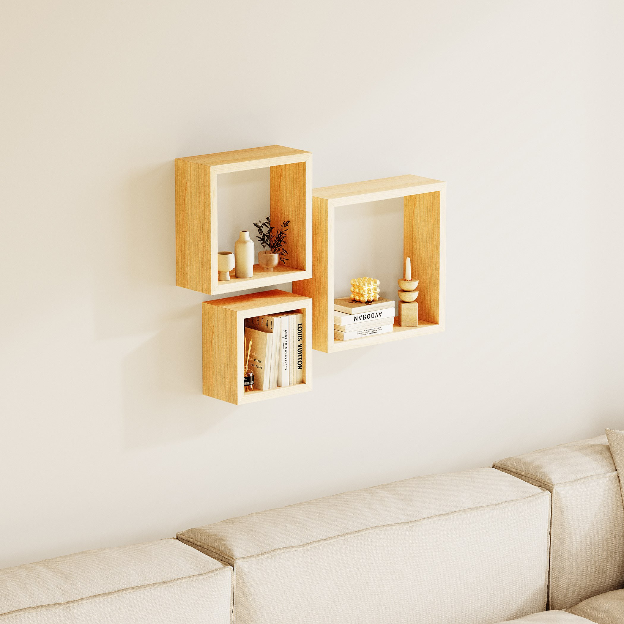Jazz Cube 3-Piece Wall Shelf Set-hbxfurniture-mediaunitsandstorage-wallshelves-image-1