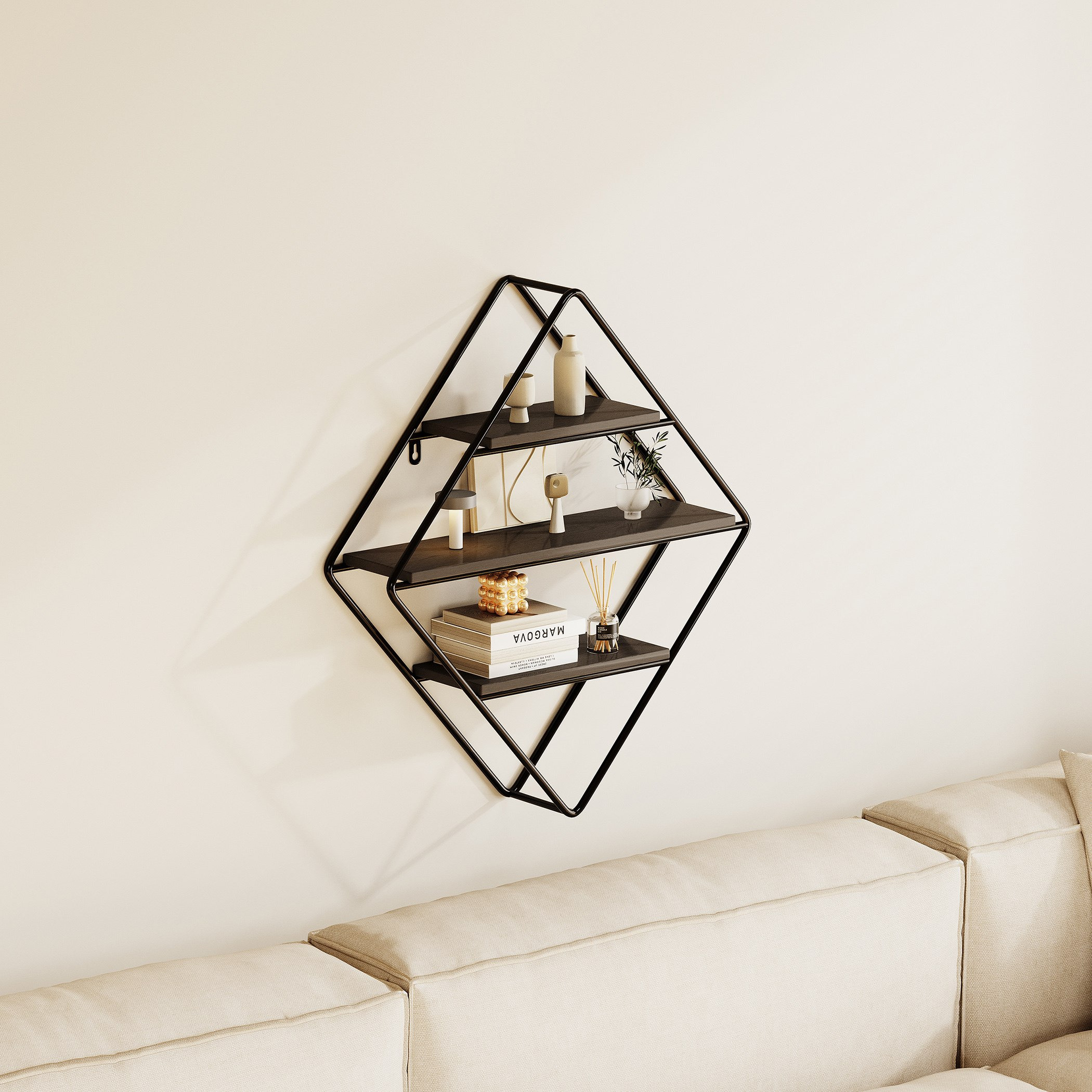 رف معدني 3 طبقات بتصميم ماسي من إيربان - 41.5x11x50 سم-hbxfurniture-mediaunitsandstorage-wallshelves-image-1