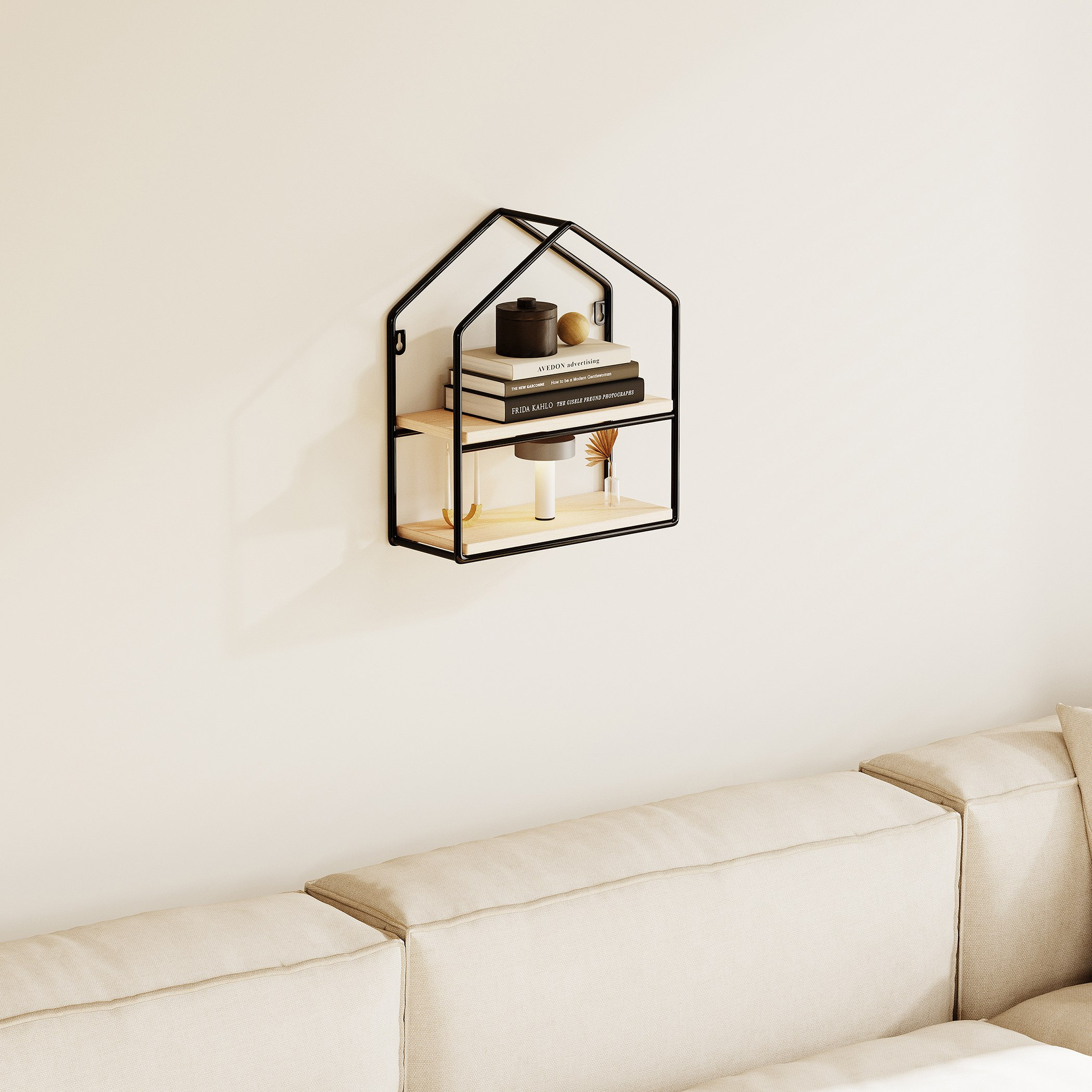 Urban Pentagon 2-Tier Metal Shelf - 26x11x28.5 cm-hbxfurniture-mediaunitsandstorage-wallshelves-image-1