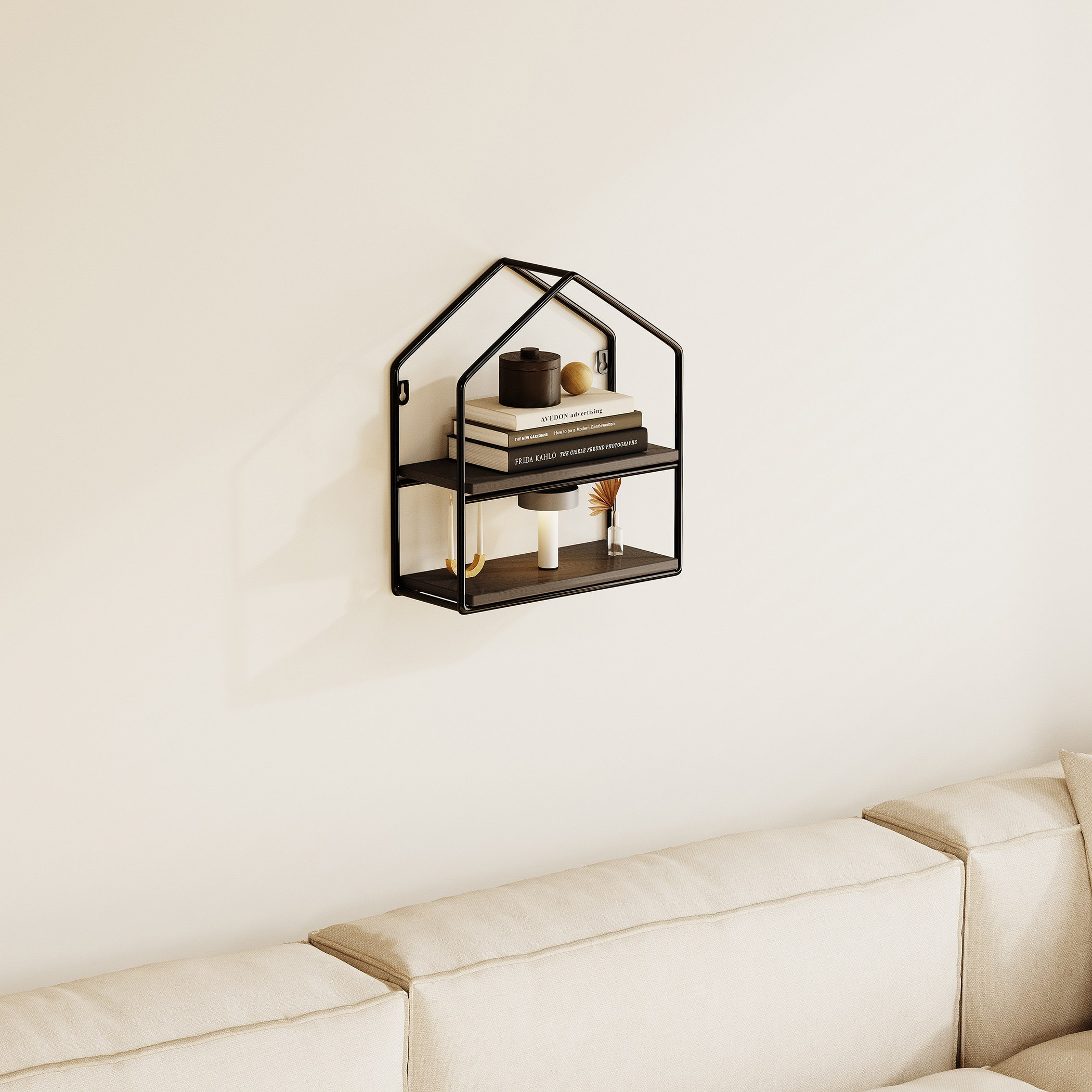 رف معدني طابقين بتصميم خماسي من إيربان - 26x11x28.5 سم-hbxfurniture-mediaunitsandstorage-wallshelves-image-1