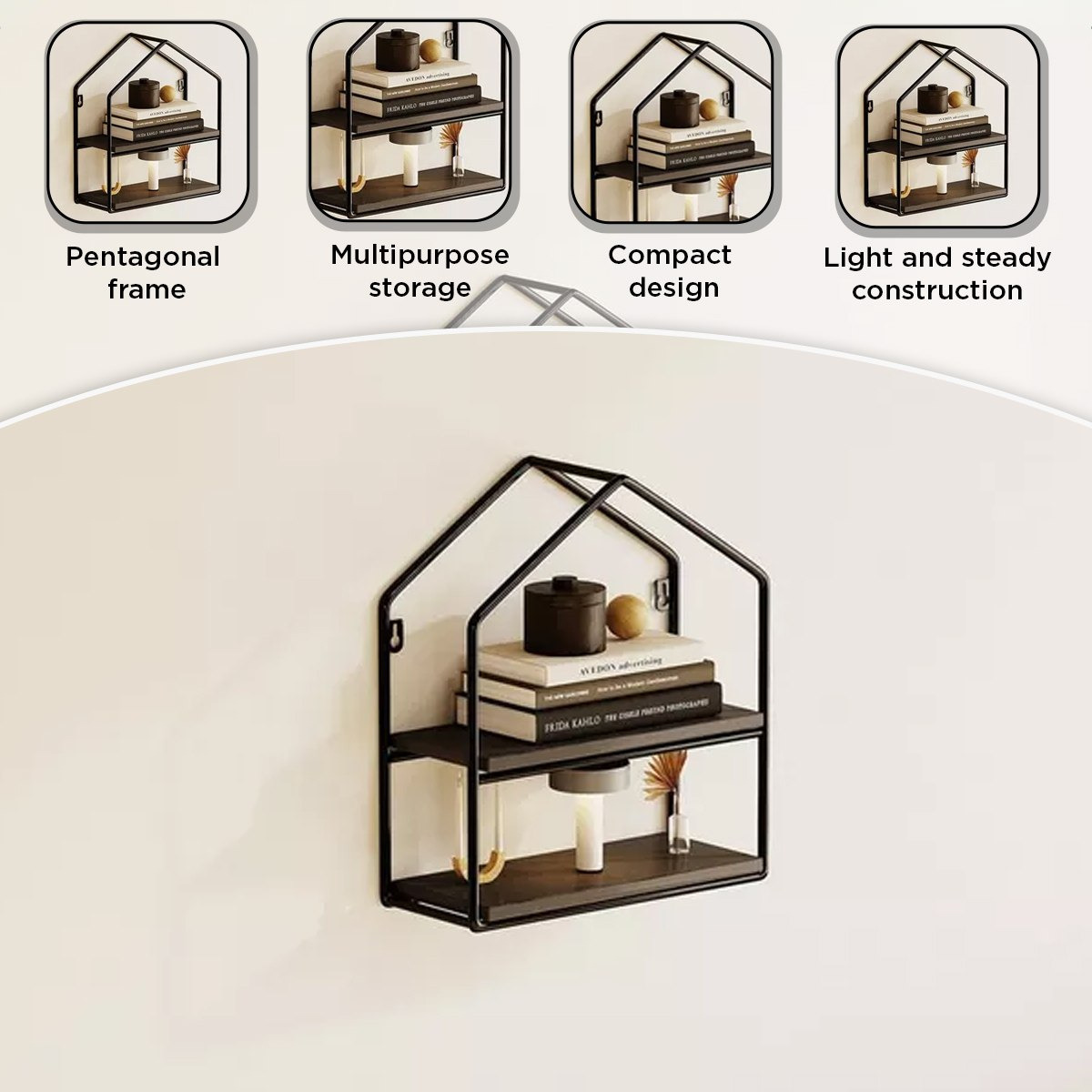 رف معدني طابقين بتصميم خماسي من إيربان - 26x11x28.5 سم-hbxfurniture-mediaunitsandstorage-wallshelves-image-5