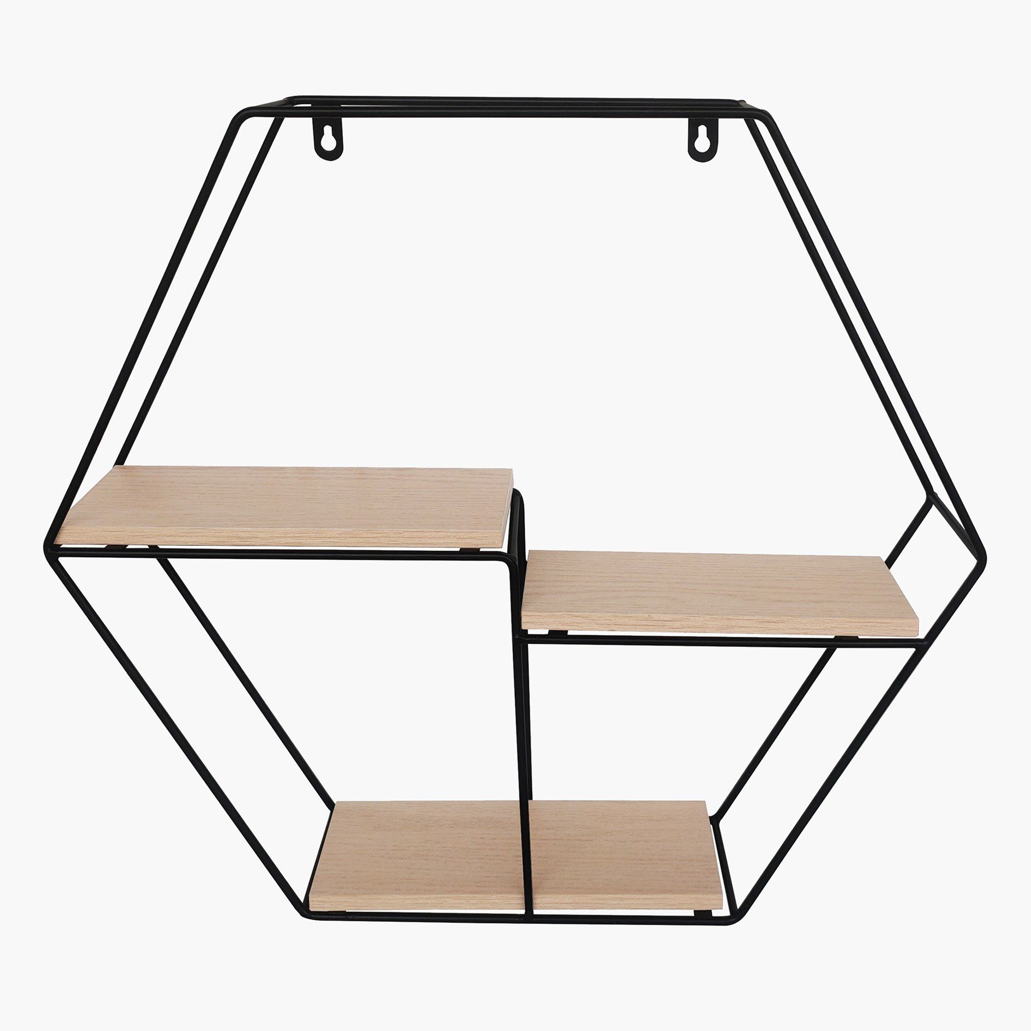 Urban Hexagon 3-Tier Metal Shelf - 48x10x42 cm-hbxfurniture-mediaunitsandstorage-wallshelves-image-3