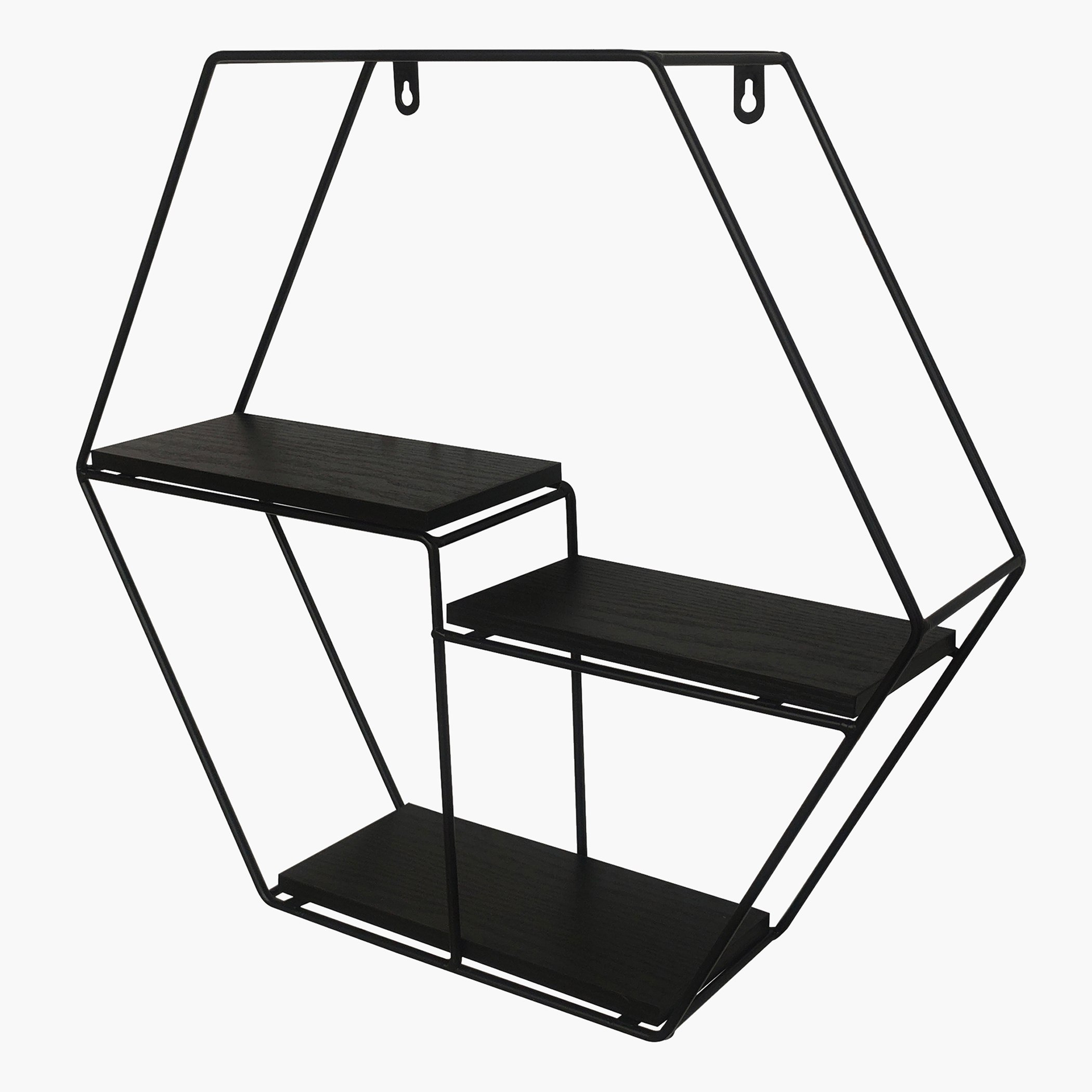 رف معدني 3 طبقات بتصميم سداسي من إيربان - 48x10x42 سم-hbxfurniture-mediaunitsandstorage-wallshelves-image-2