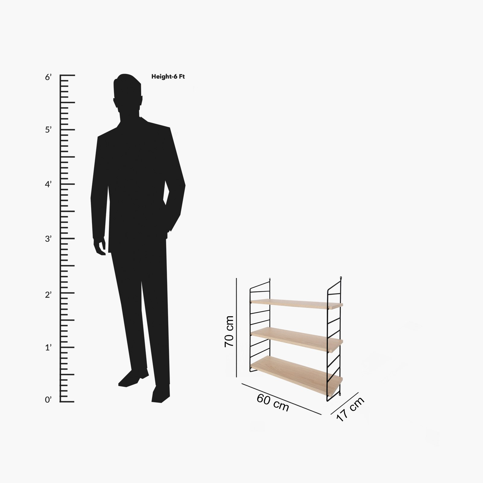 رف معدني 3 طبقات من إيربان - 60x17x70 سم-hbxfurniture-mediaunitsandstorage-wallshelves-image-6