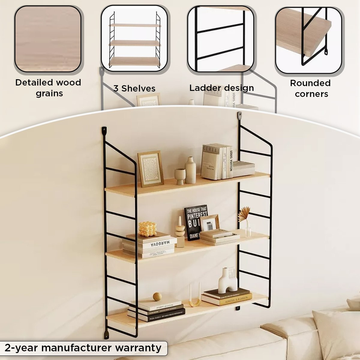رف معدني 3 طبقات من إيربان - 60x17x70 سم-hbxfurniture-mediaunitsandstorage-wallshelves-image-4