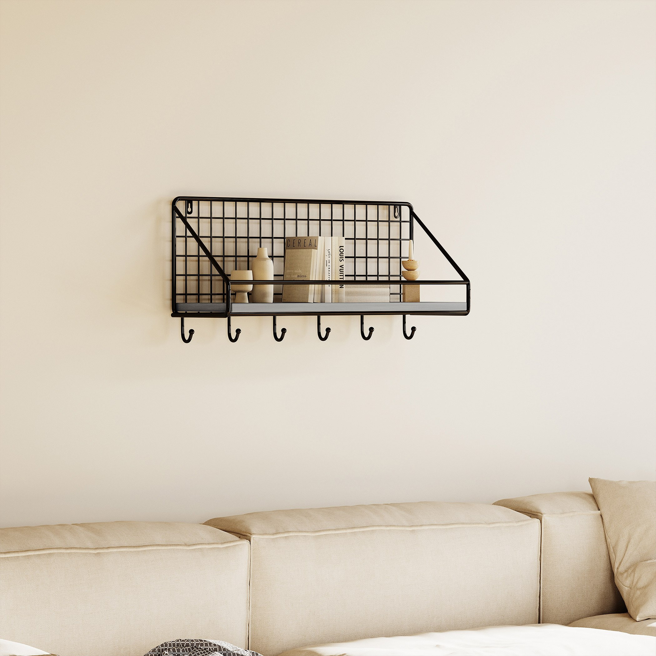 Patara MDF Shelf with Key Holder 45x12x19 cm