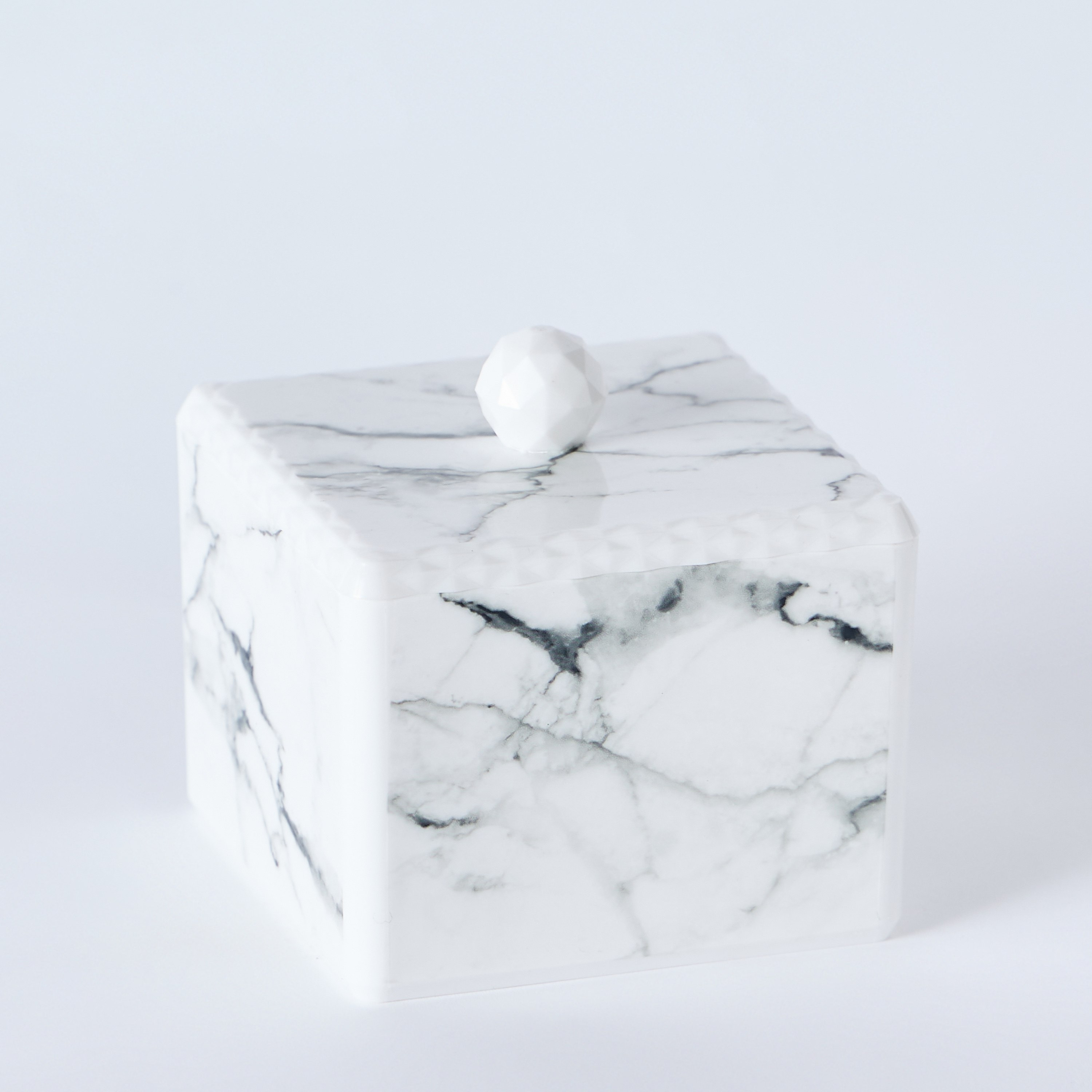 علبة قطن رخام - 9.5x9.5x9 سم-hbxhomeware-bathandlaundry-tissueboxesandcottonjars-image-6