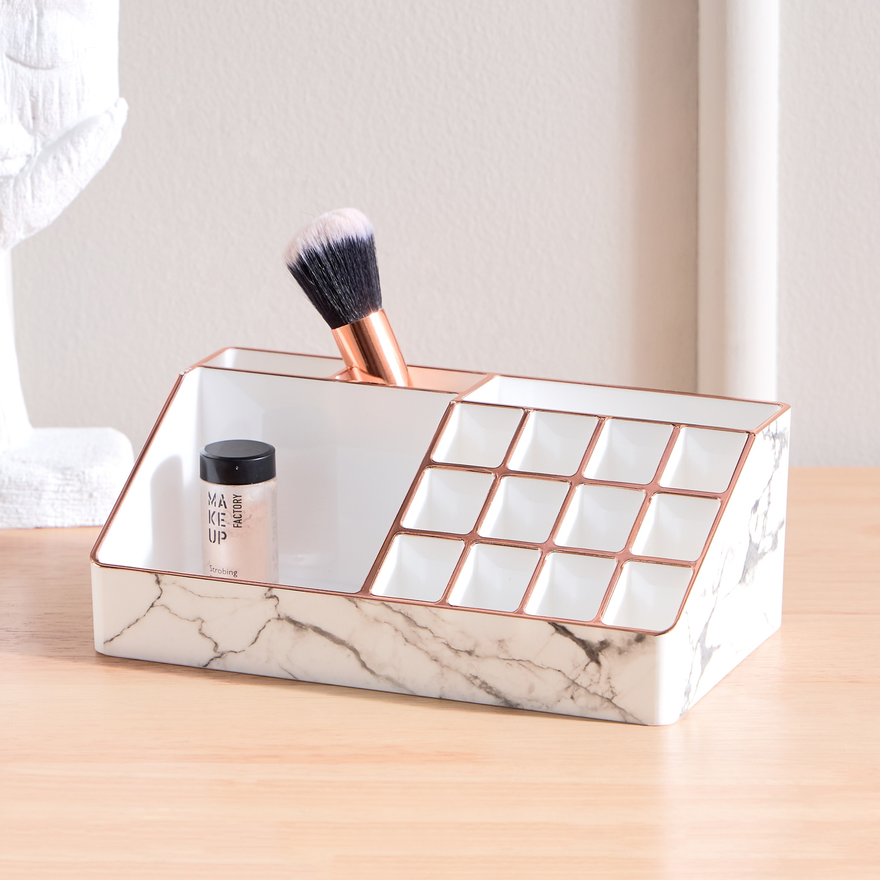 منظم مستحضرات تجميل رخامي - 21.7x11.8x8 سم-hbxbedroom-bedroomaccessories-jewelleryboxesandholders-image-1