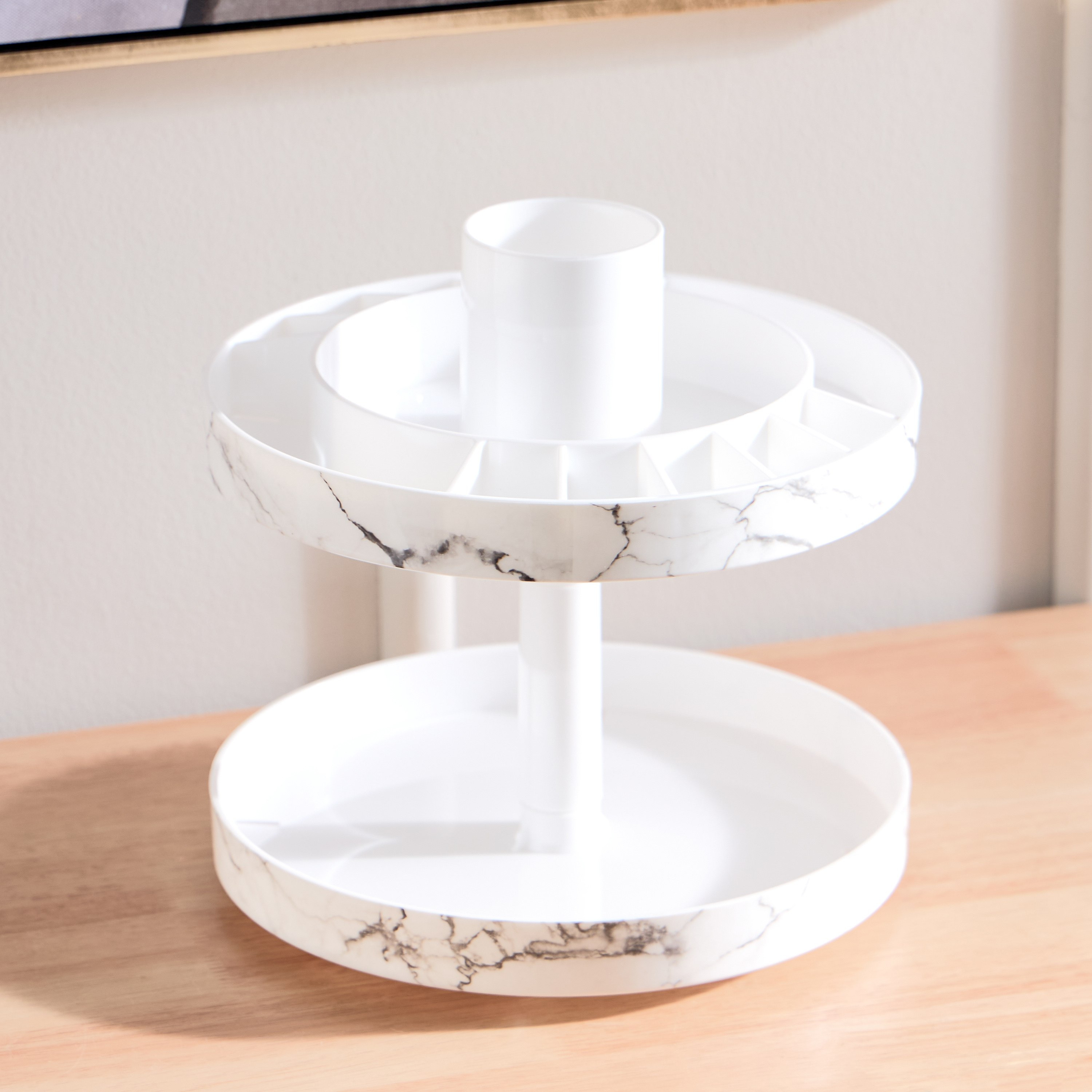 Marble 2-Tier Rotating Cosmetic Organiser-hbxbedroom-bedroomaccessories-jewelleryboxesandholders-image-2