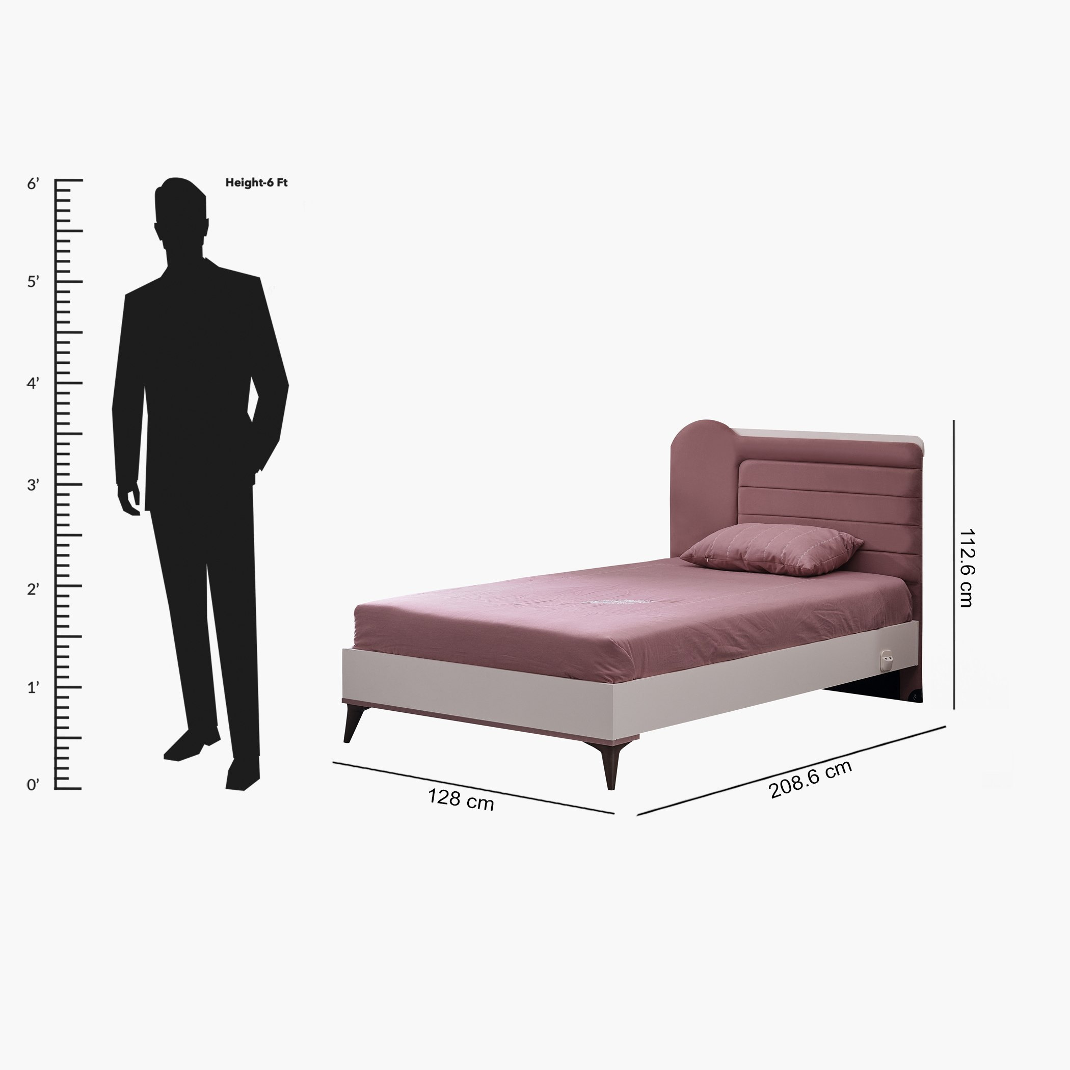 Maybelle Smart Twin Bed with Upholstered Headboard - 120x200 cm-hbxbedroom-bedsandbedsets-beds-twin-image-11