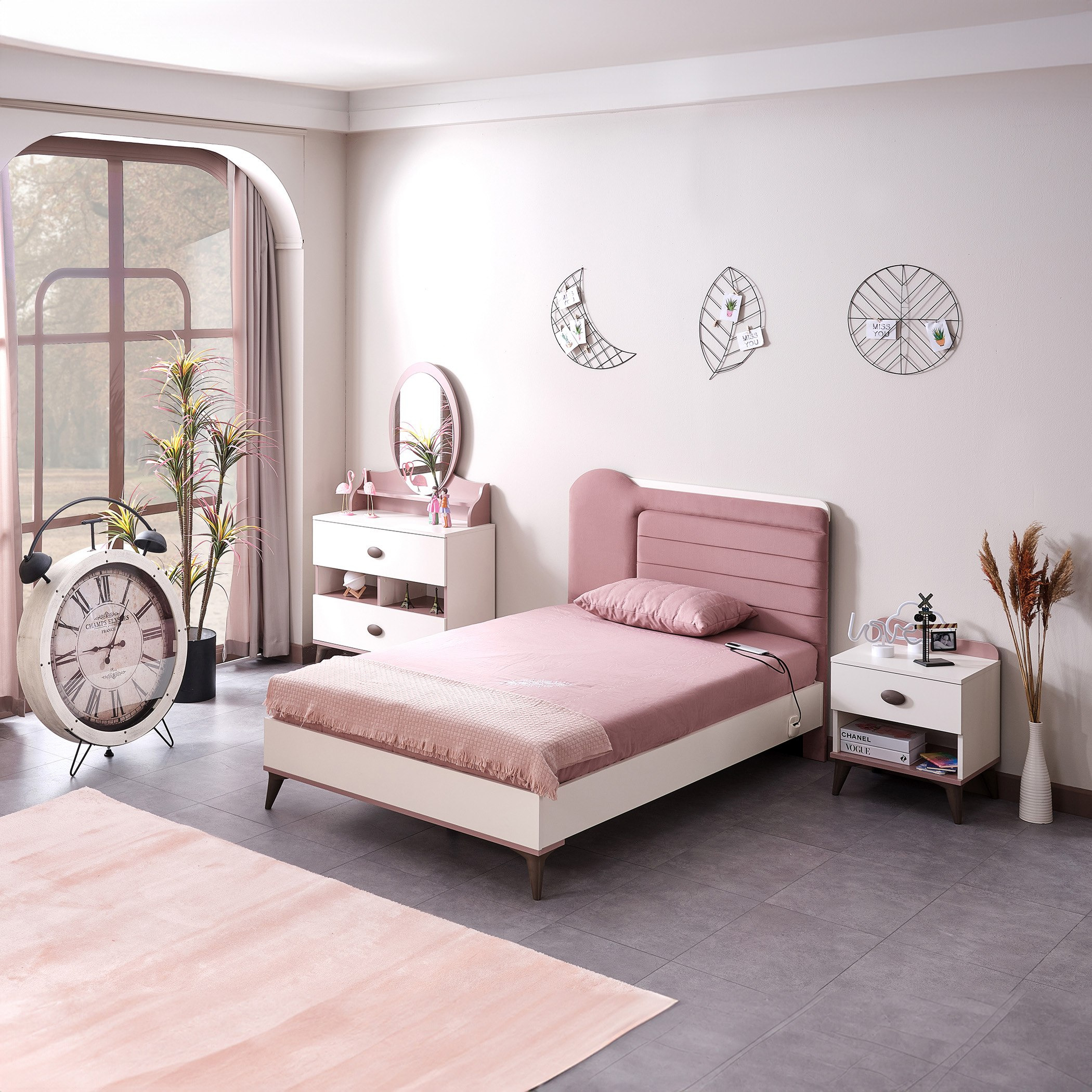 Maybelle Smart Twin Bed with Upholstered Headboard - 120x200 cm-hbxbedroom-bedsandbedsets-beds-twin-image-8